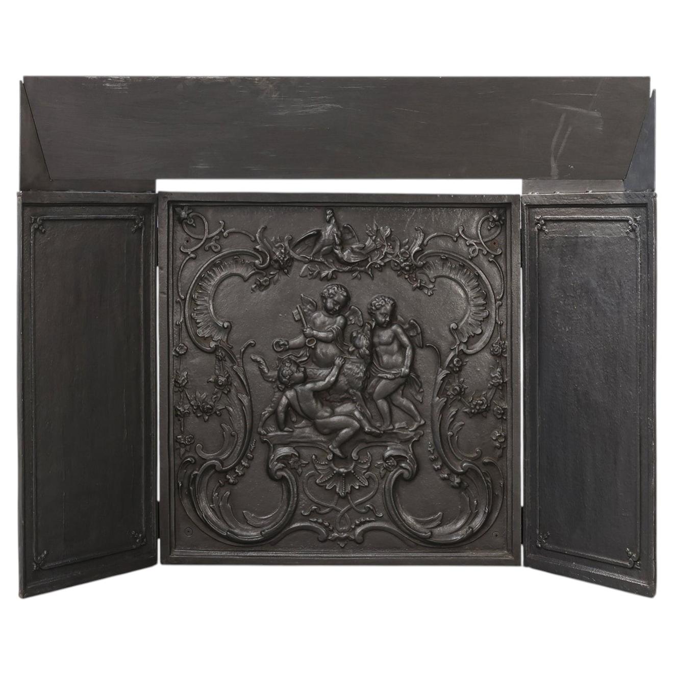 Antique Rococo style Fireback in cast iron, France ca. 1780