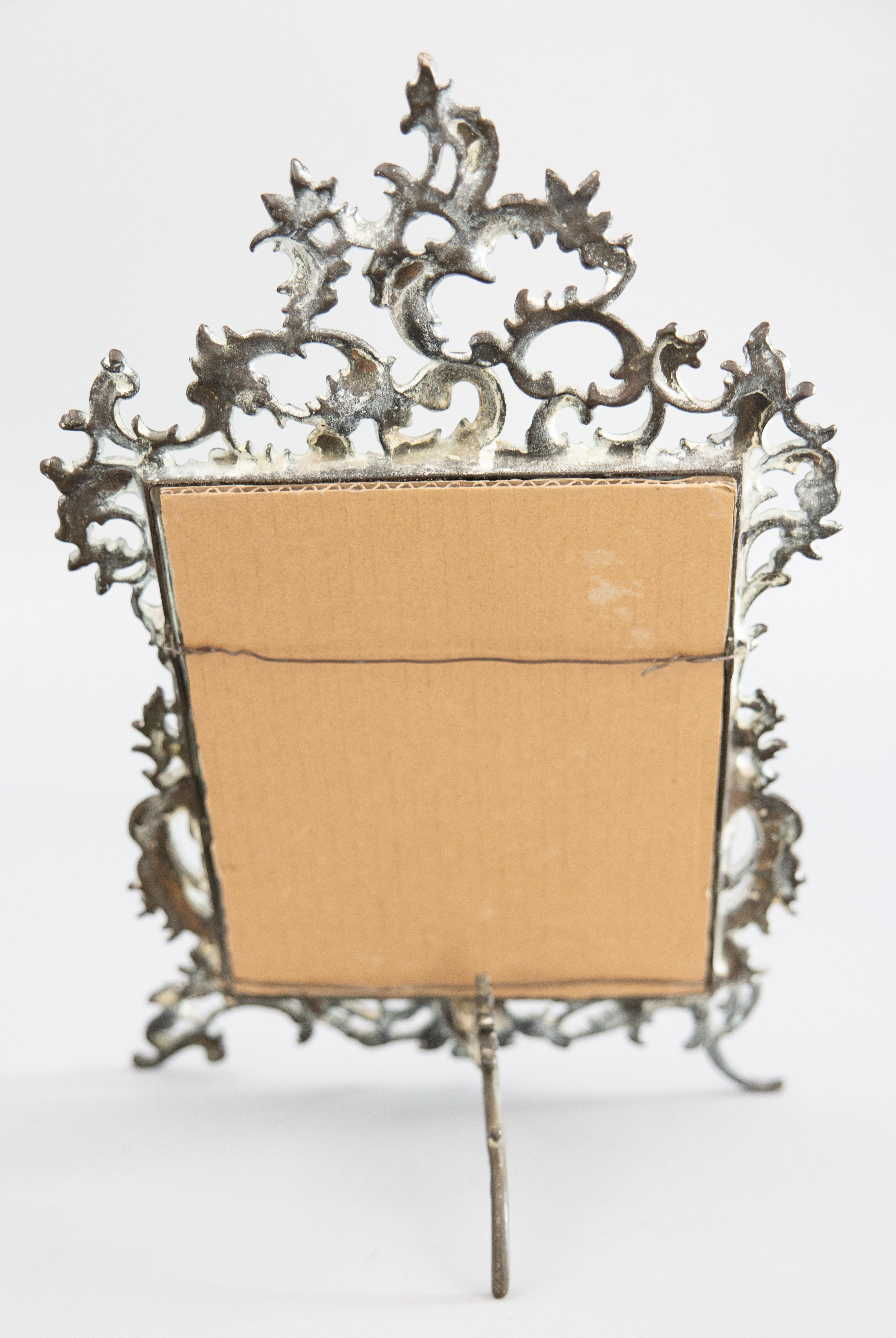 Antique Rococo Style French Brass Vanity Dresser Table Mirror, circa 1900 For Sale 3