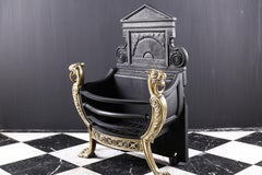 Antique Rococo Style Iron and Brass Fire Grate, circa 1870