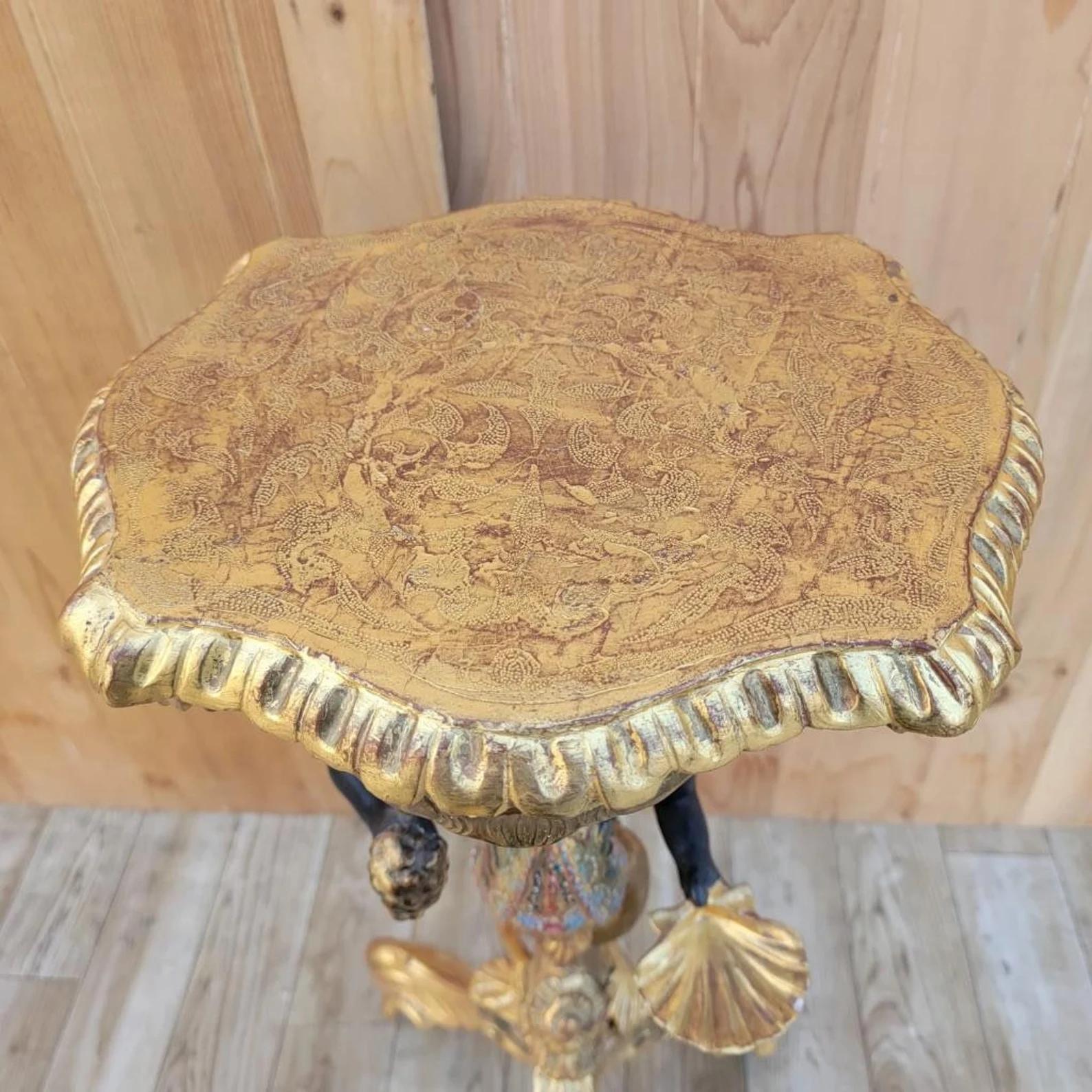 Antique Rococo Style Italian Gilt Blackamoor Side Table/Stand For Sale 5