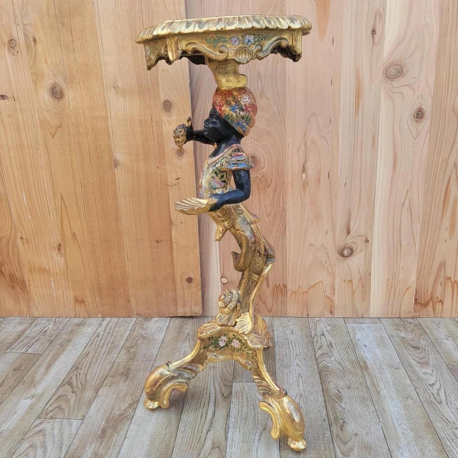 Antique Rococo Style Italian Gilt Blackamoor Side Table/Stand For Sale 1
