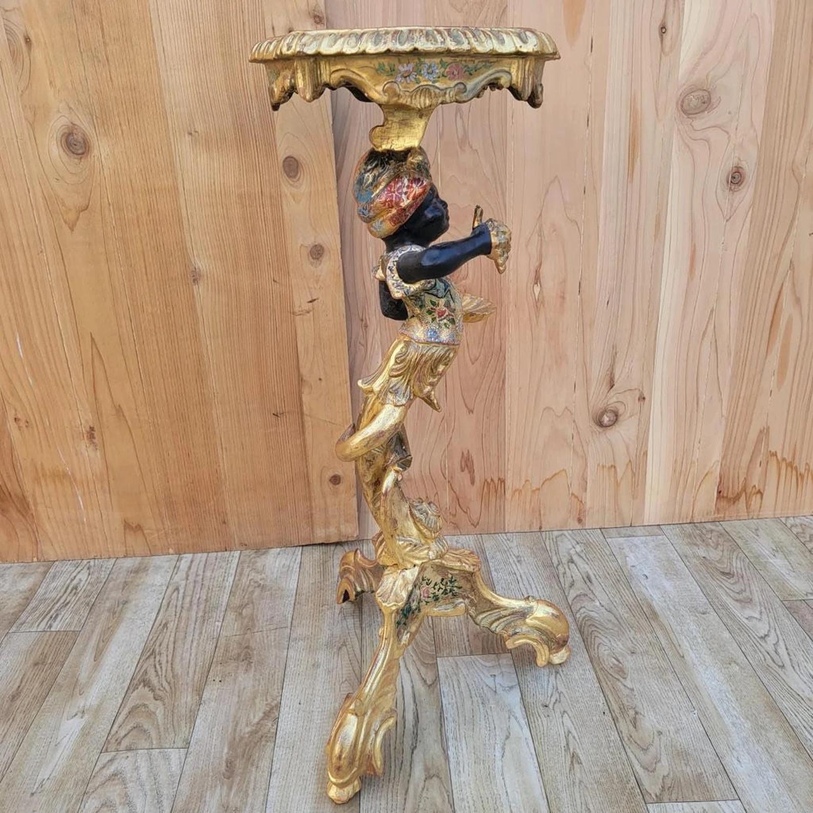 Antique Rococo Style Italian Gilt Blackamoor Side Table/Stand For Sale 2