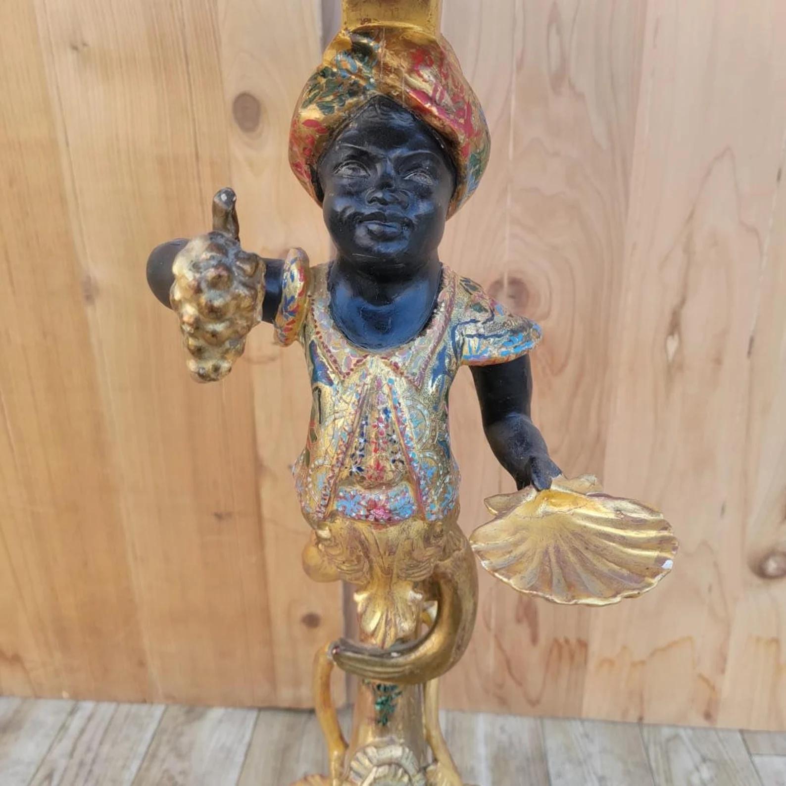 Antique Rococo Style Italian Gilt Blackamoor Side Table/Stand For Sale 3