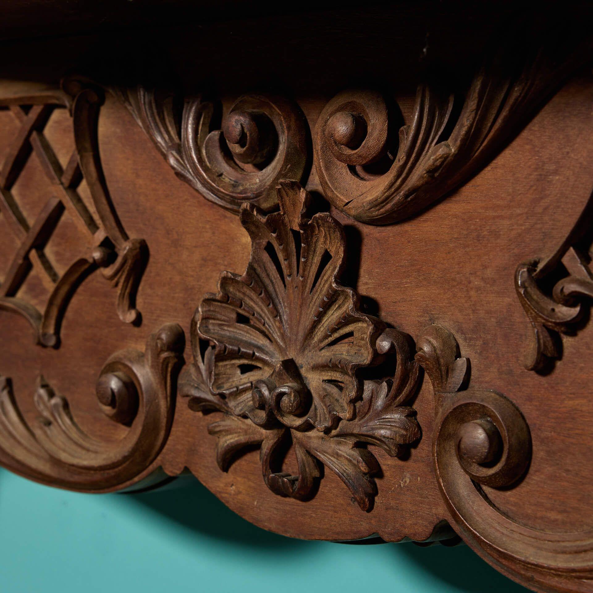 Antique Rococo Style Carved Mahogany Fire Surround For Sale 1