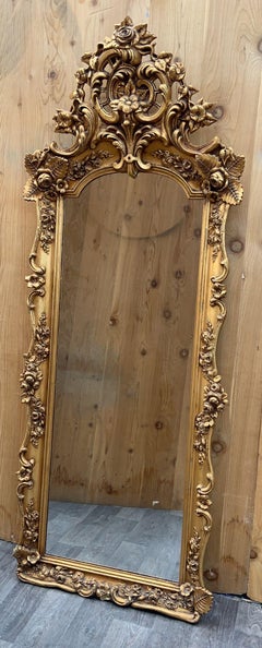 Antique Rococo Style Ornate Carved Floor Wall Mirror