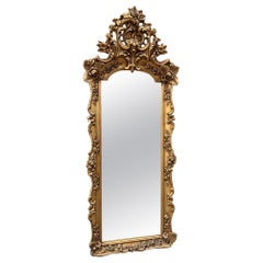 Antique Rococo Style Ornate Carved Floor Wall Mirror