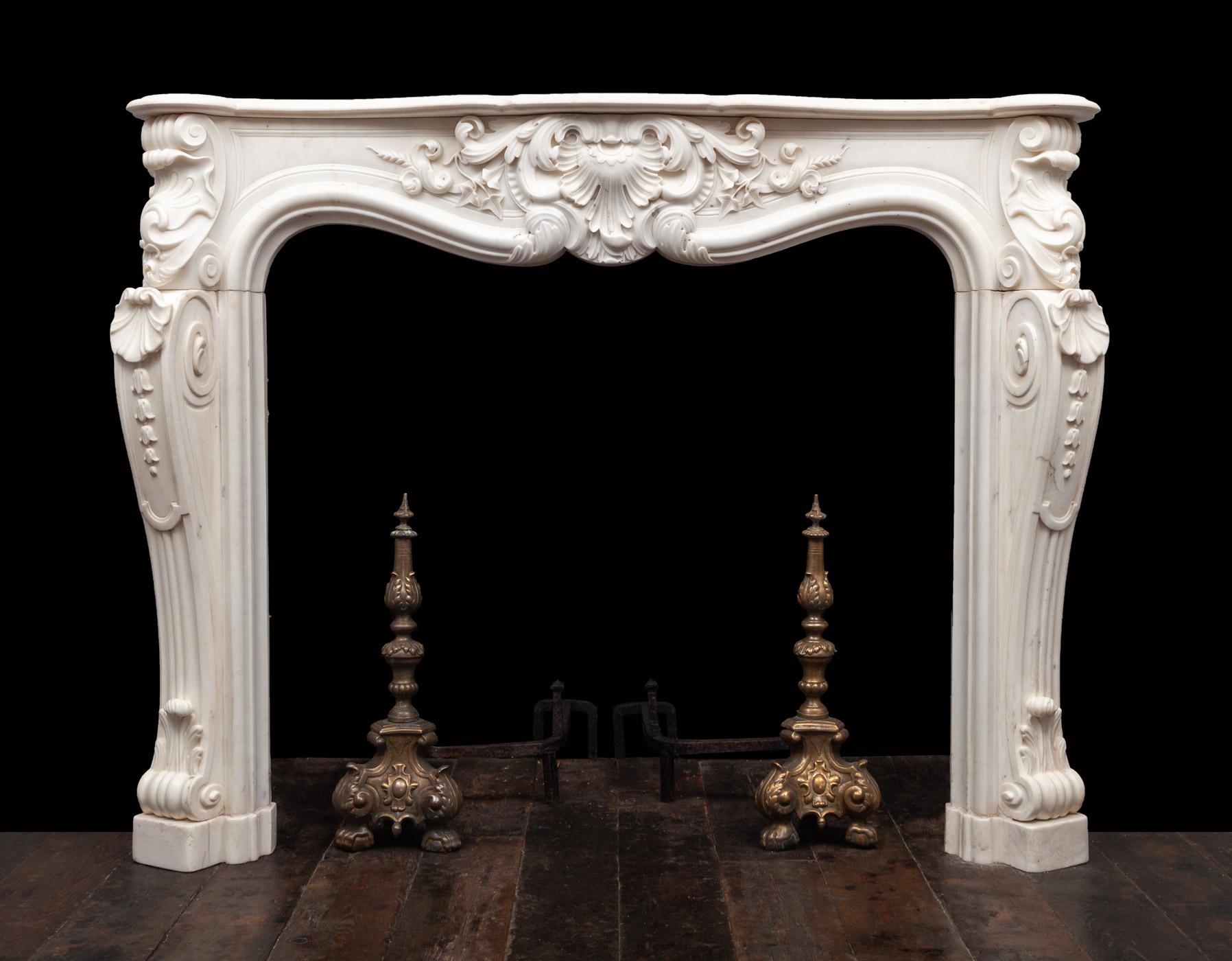 Antique Rococo Style Statuary Marble Mantel In Good Condition In Tyrone, Northern Ireland
