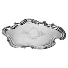 Antique Rococo Style Sterling Silver Salver Platter Tray 1902