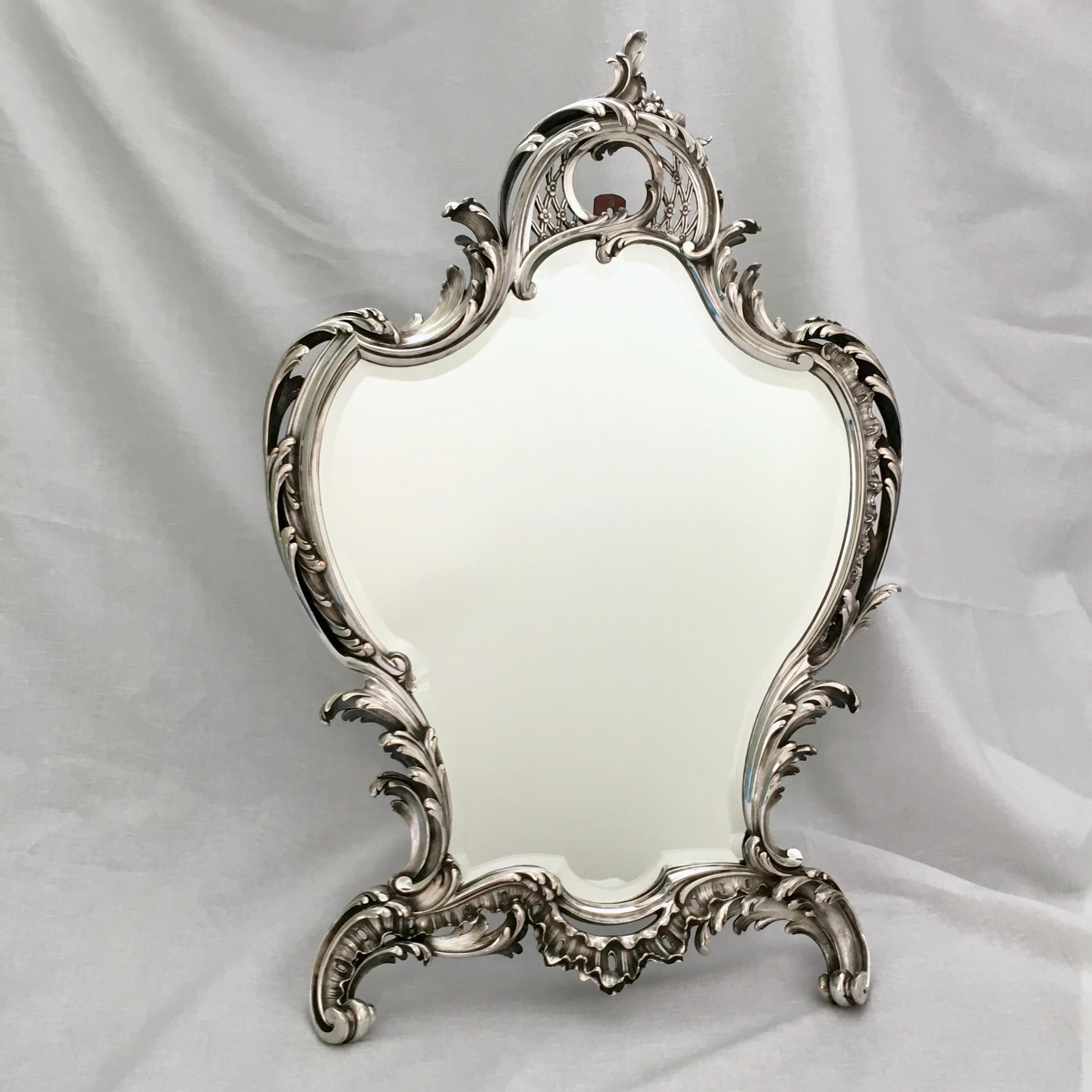 Antique Rococo table mirror by A. Aucoc, Paris, 1900.
This masterpiece was made in the workshops of A. Aucoc, in Paris. The mirror is signed and in very good condition. Both in detail, the design and the materials used bear witness of the highest