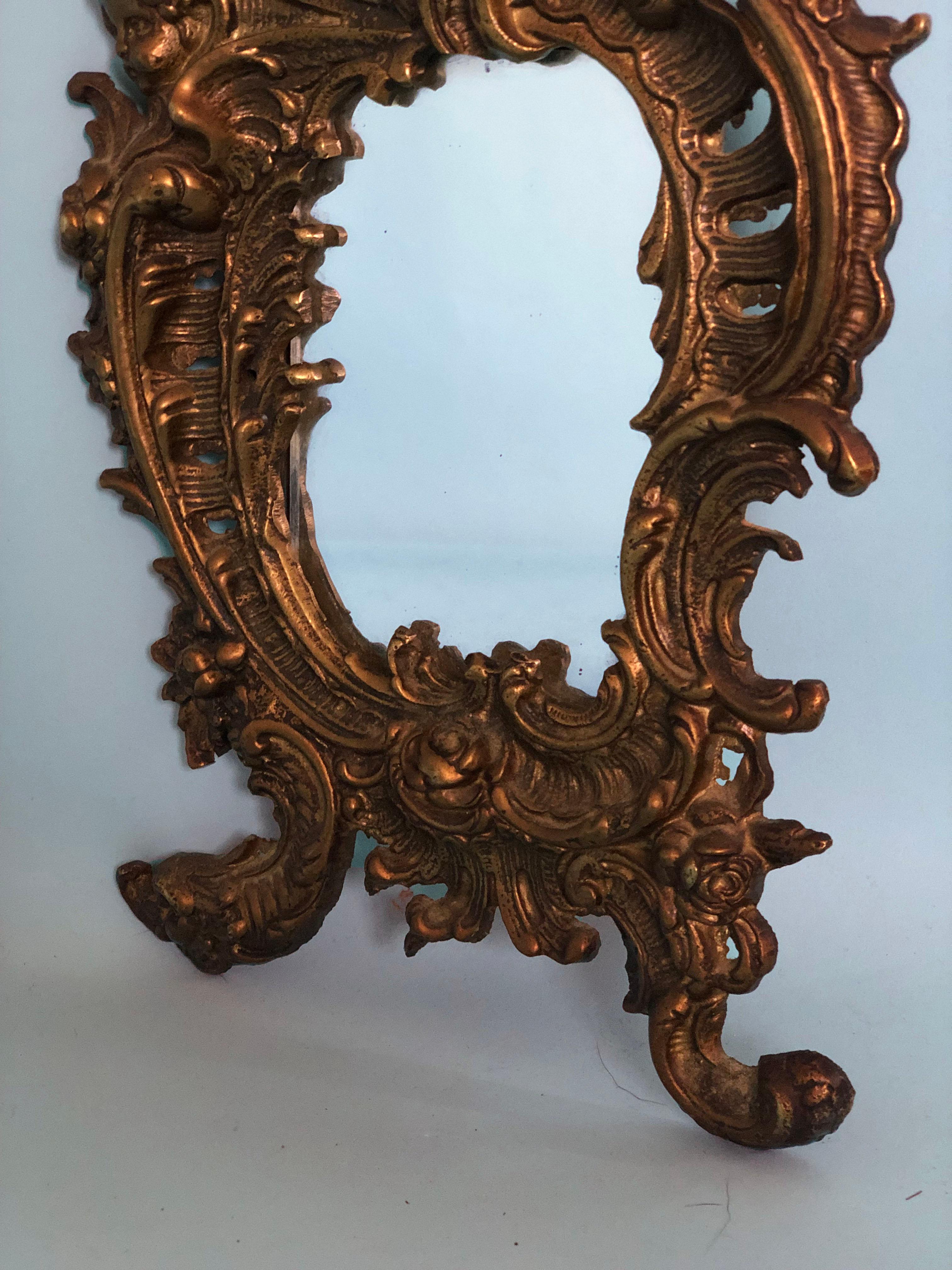 French Antique Rococo Table Mirror Cherub Head France Late 19th Century For Sale