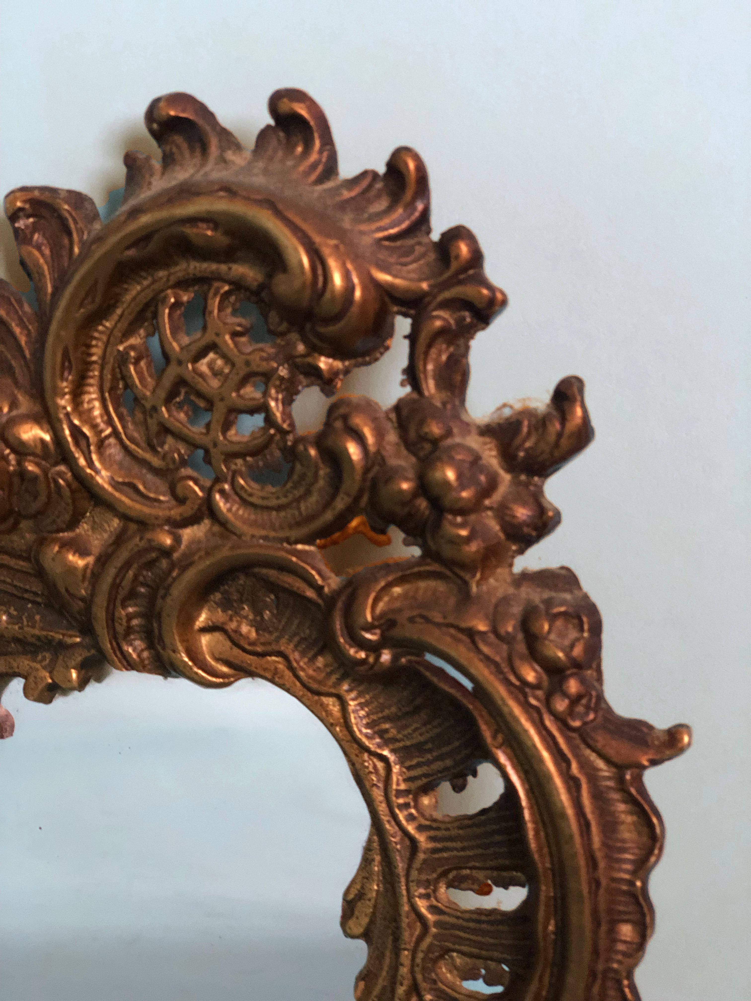 Bronze Antique Rococo Table Mirror Cherub Head France Late 19th Century For Sale
