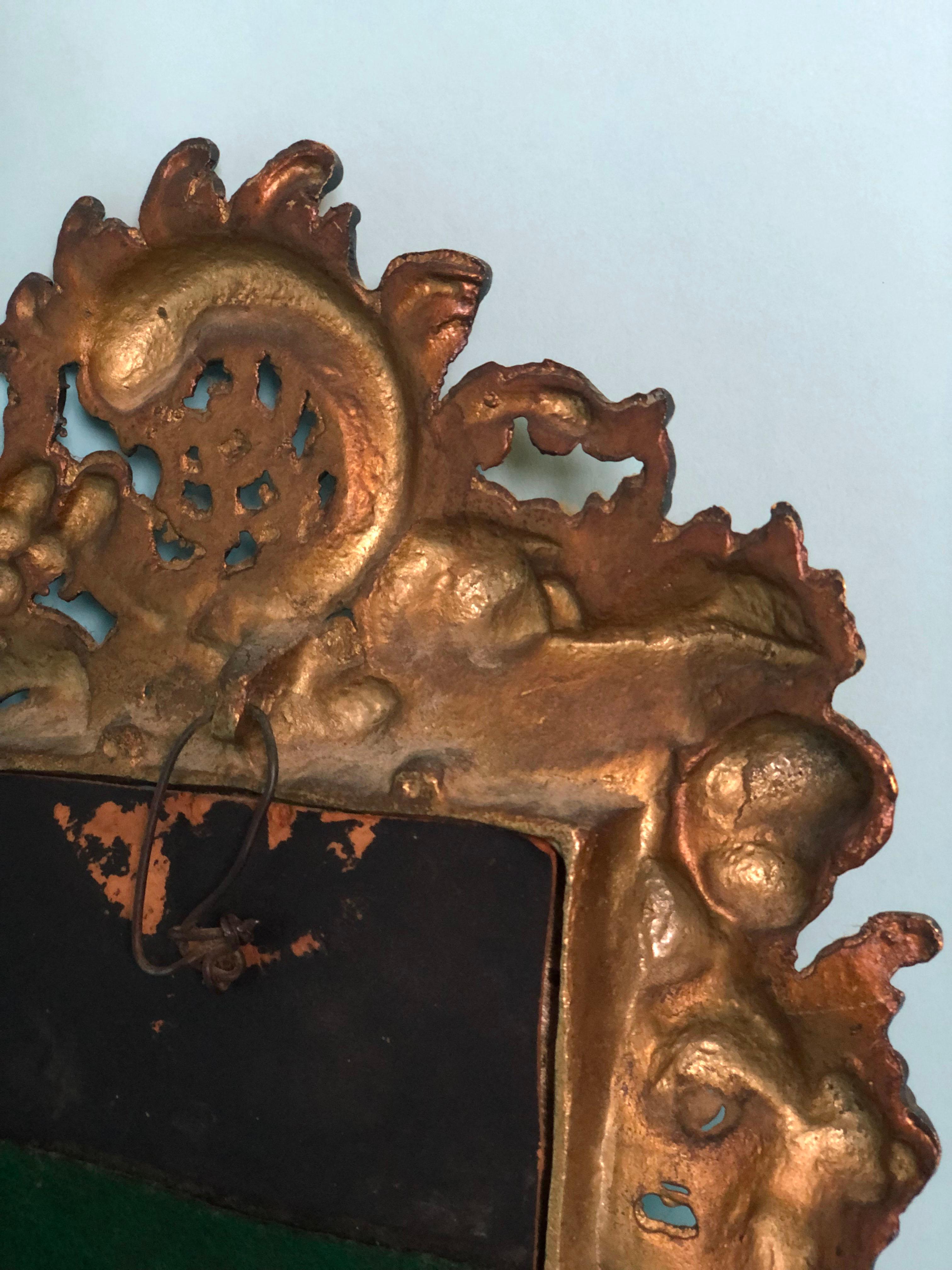 Antique Rococo Table Mirror Cherub Head France Late 19th Century For Sale 2