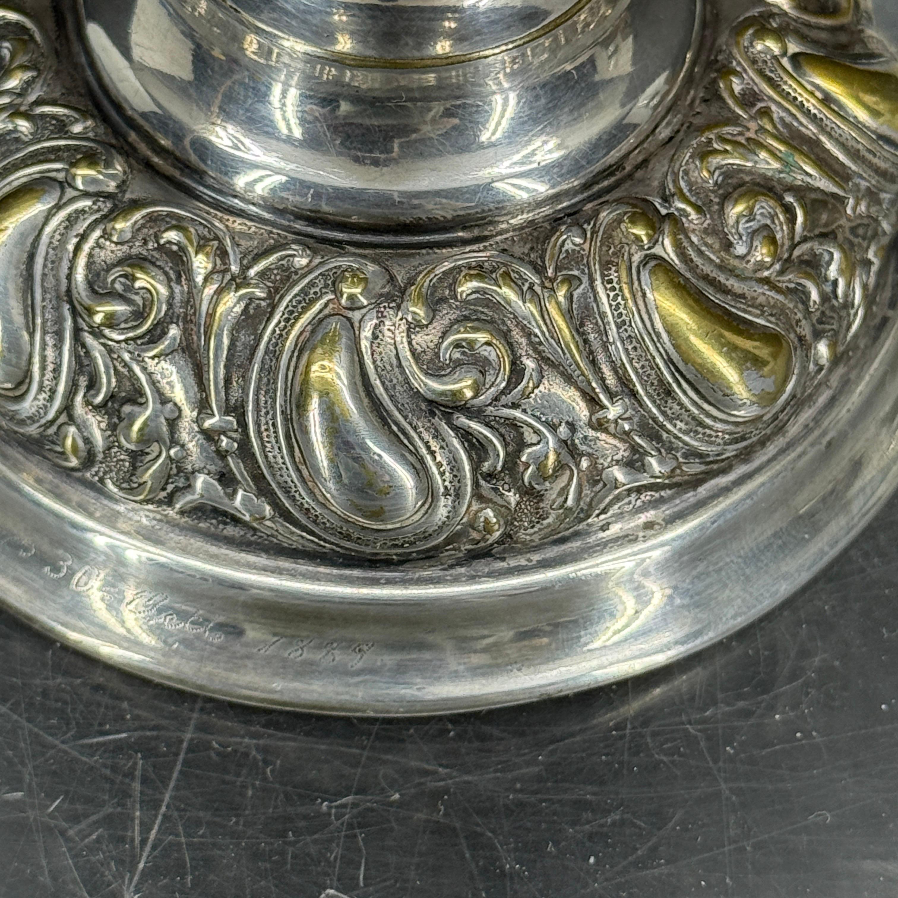 Antica campana da tavolo rococò vintage in argento per la reception In condizioni buone in vendita a Haddonfield, NJ