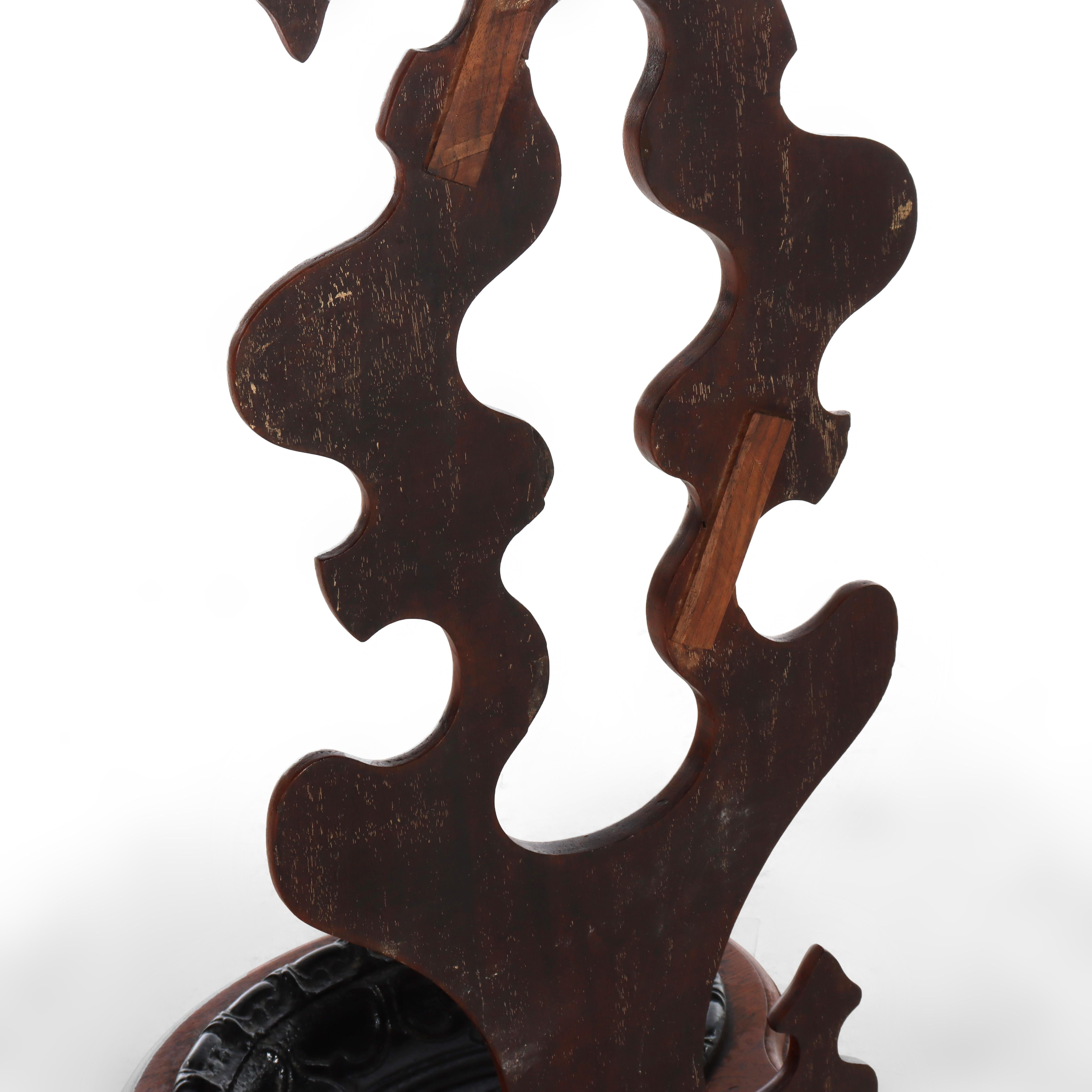 Antique Rococo Walnut Umbrella Stand With Cast Iron Tray c1890 en vente 1