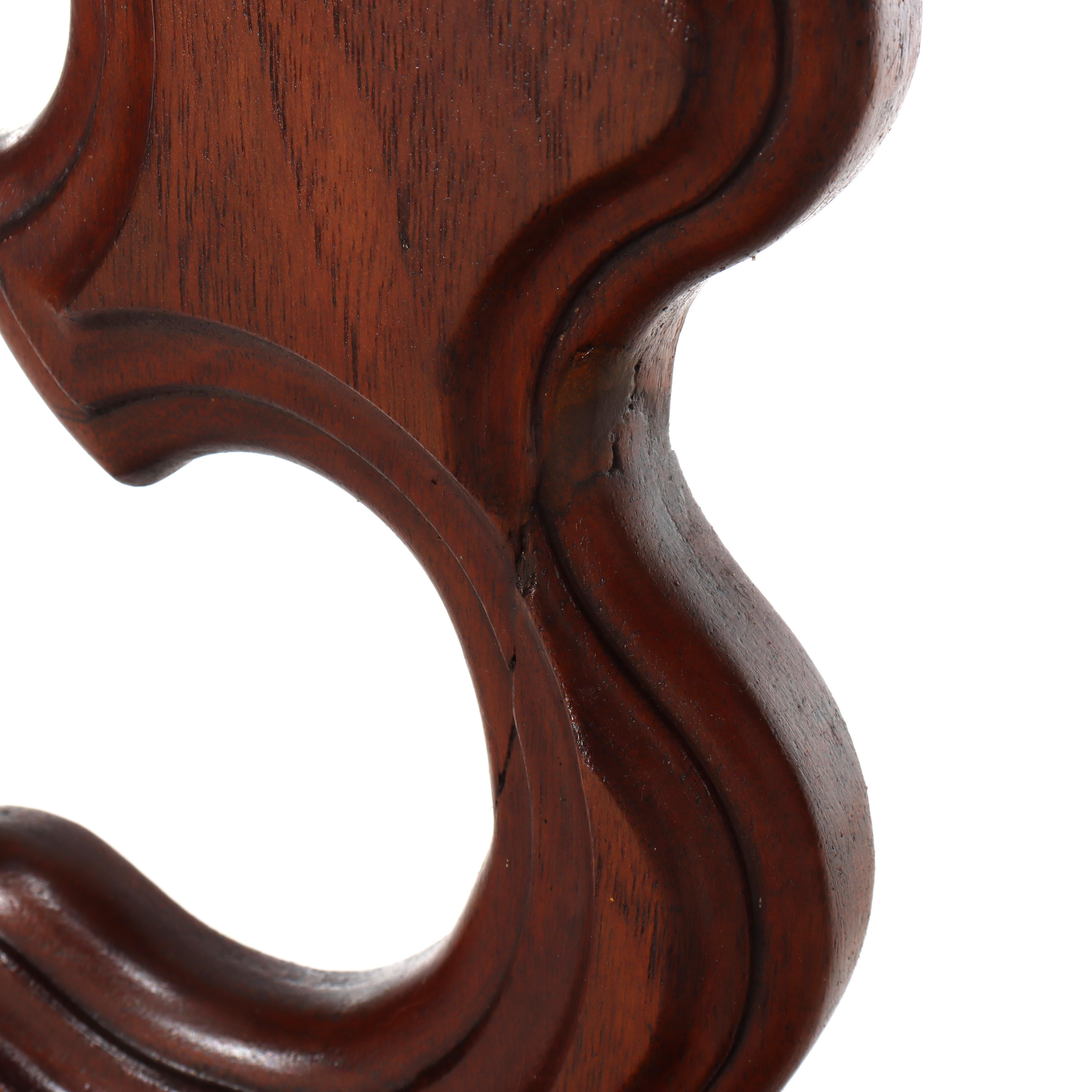 Antique Rococo Walnut Umbrella Stand With Cast Iron Tray c1890 en vente 4