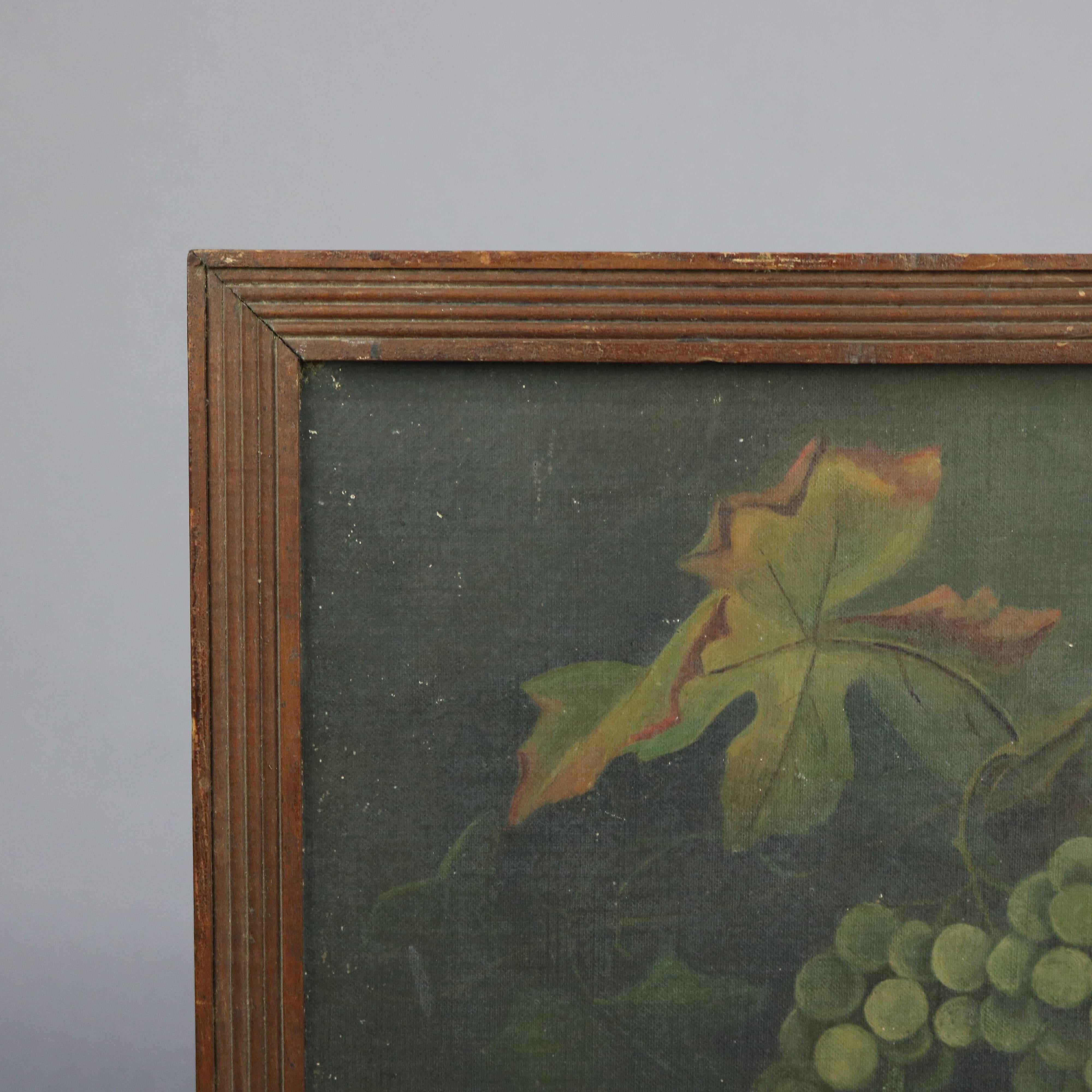 American Antique Roesen School Fruit Still Life Oil Painting on Canvas, 19th Century