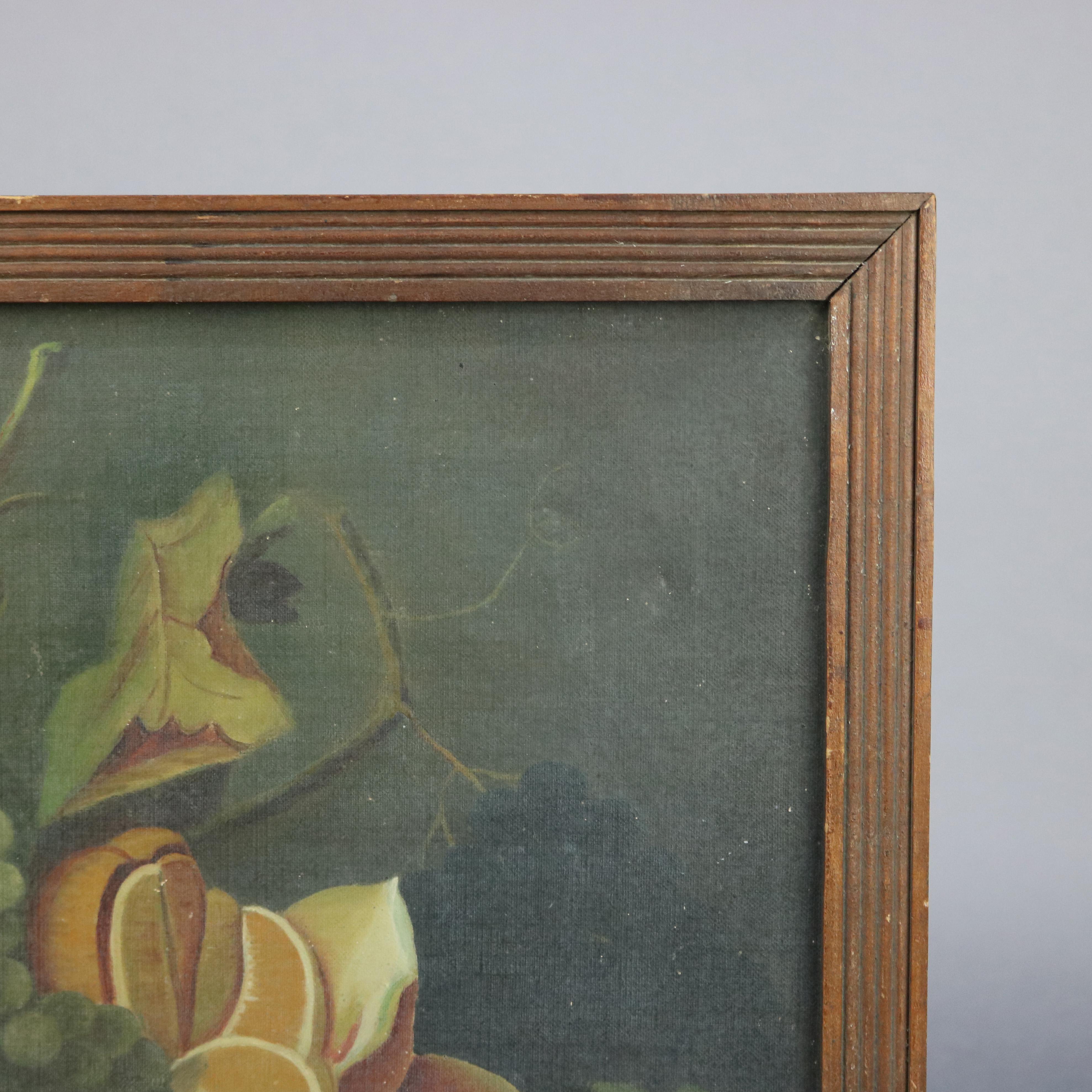 Antique Roesen School Fruit Still Life Oil Painting on Canvas, 19th Century In Good Condition In Big Flats, NY