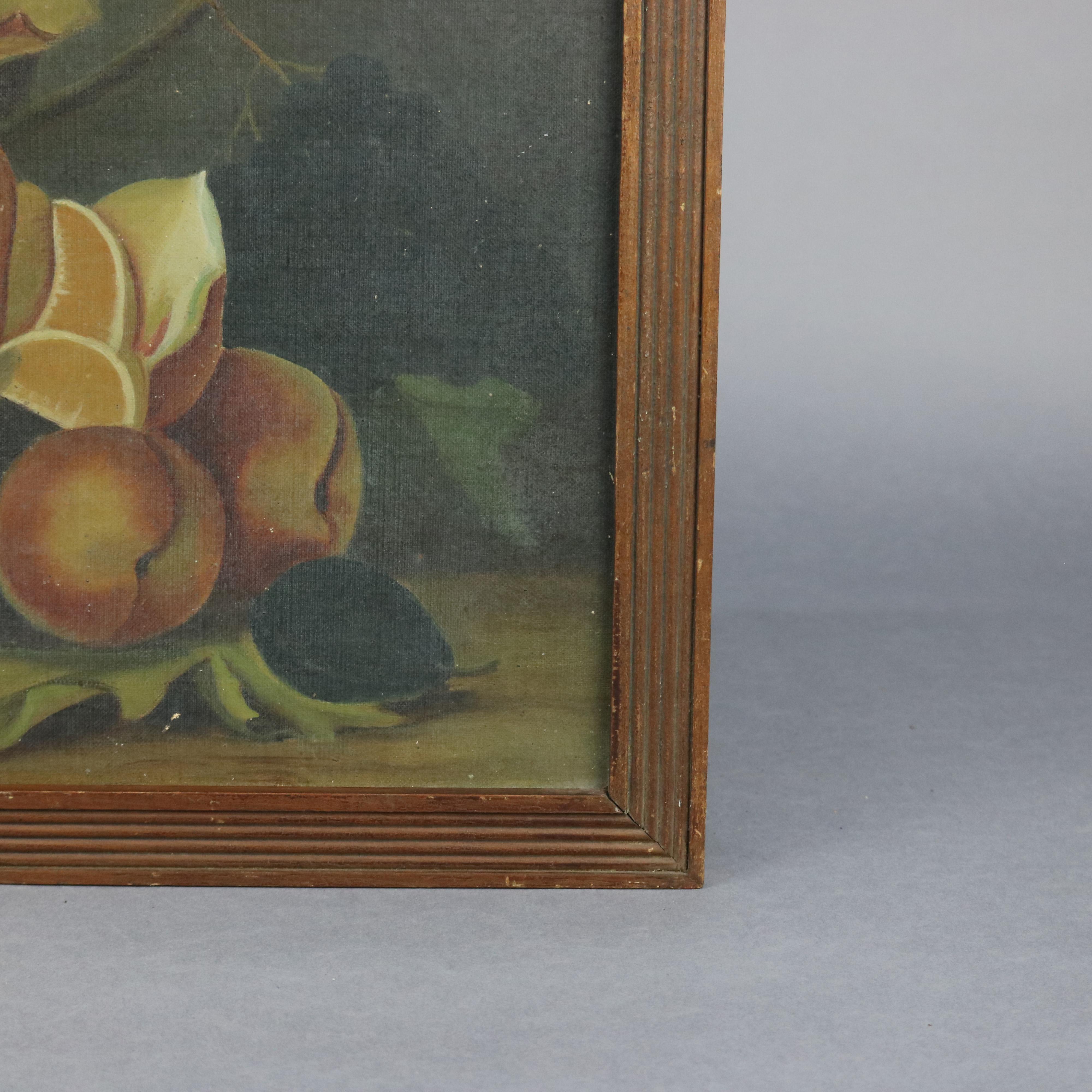 Antique Roesen School Fruit Still Life Oil Painting on Canvas, 19th Century 1