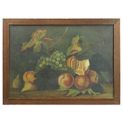 Antique Roesen School Fruit Still Life Oil Painting on Canvas, 19th Century