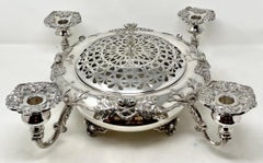 Antique "Roger Bros" Silver Floral Epergne Centerpiece & Candleholder Circa 1870