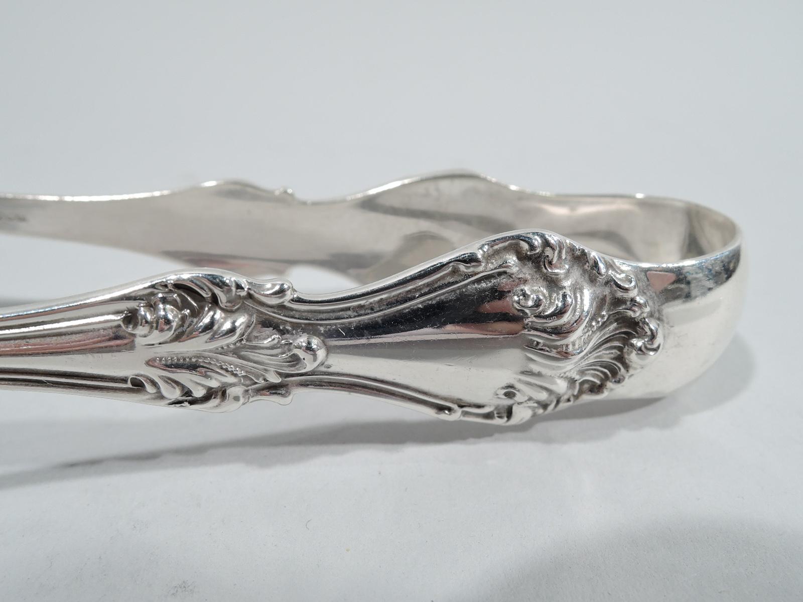 Neoclassical Revival Antique Roger Williams Corinthian Sterling Silver Ice Tongs