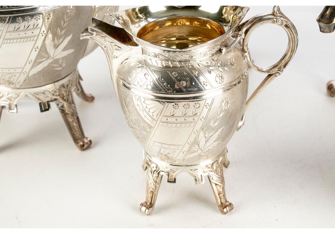 XIXe siècle Service à thé et café antique Rogers en métal argenté:: six pièces:: période esthétique en vente