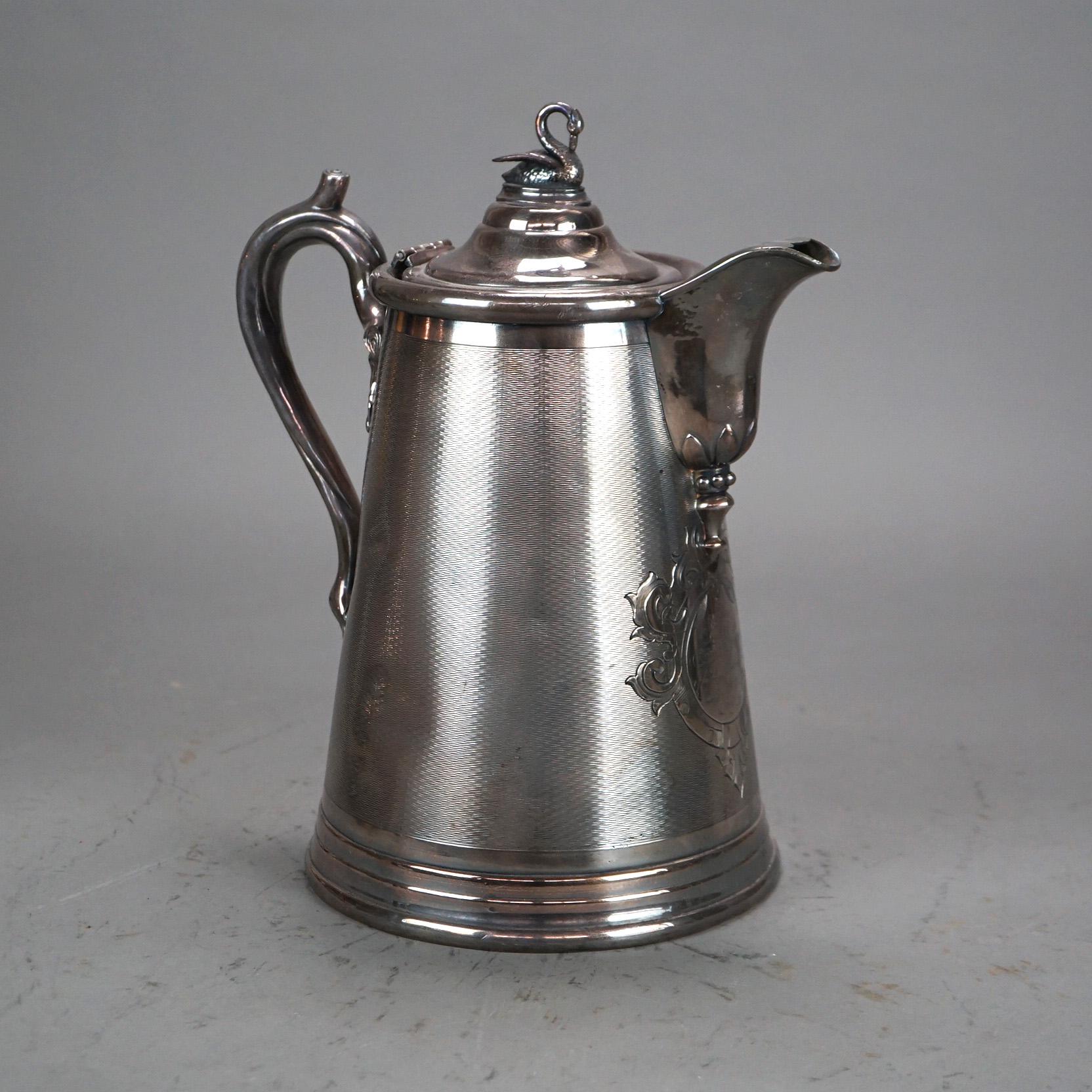 XIX secolo Antica brocca per acqua isolata placcata in argento Rogers and Bro C1890 in vendita