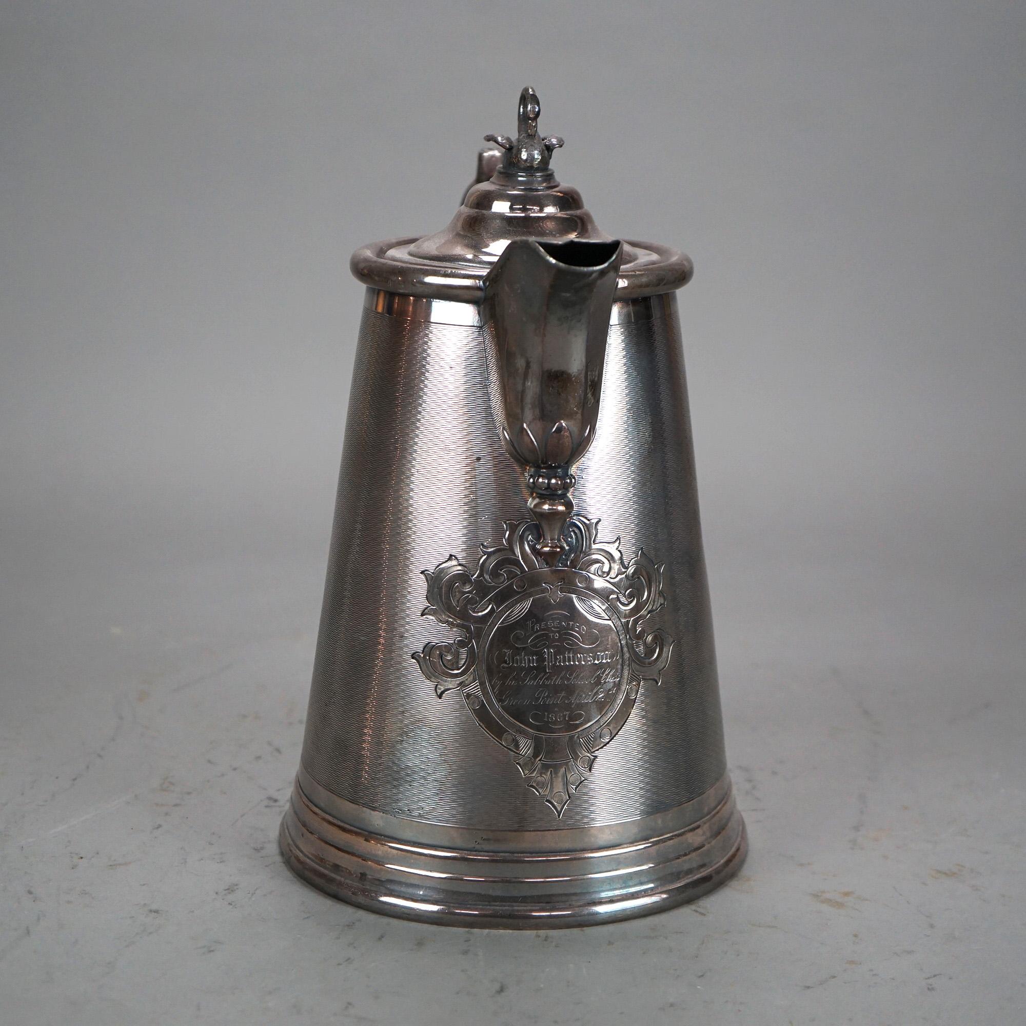 Placcato argento Antica brocca per acqua isolata placcata in argento Rogers and Bro C1890 in vendita