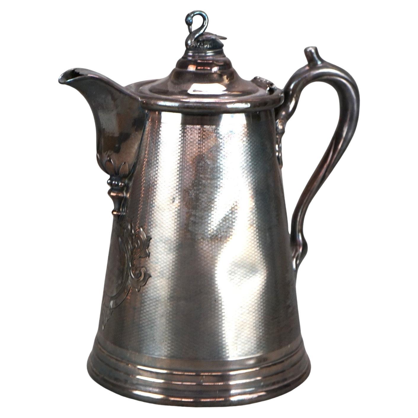 Antigua jarra de agua aislada chapada en plata Rogers and Bro C1890