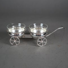 Antique Rogers Silver Plate and Glass Condiment Wagon C1920