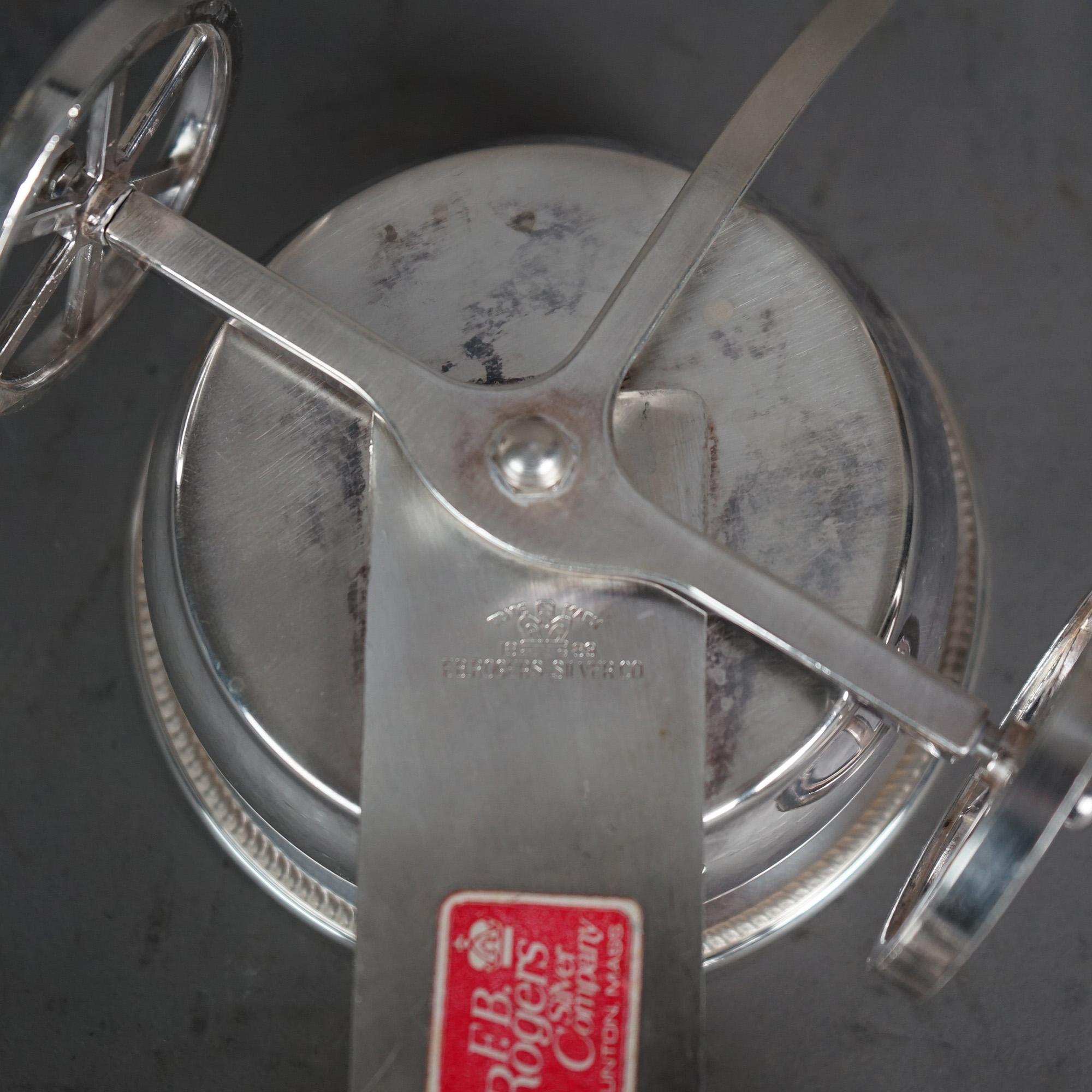 Plaqué argent Rogers ancien wagon à condiments en métal argenté et verre C1920 en vente