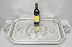 Antique Rogers Smith & Co Art Nouveau Large Silver Plated Crane Bird Etched Tray