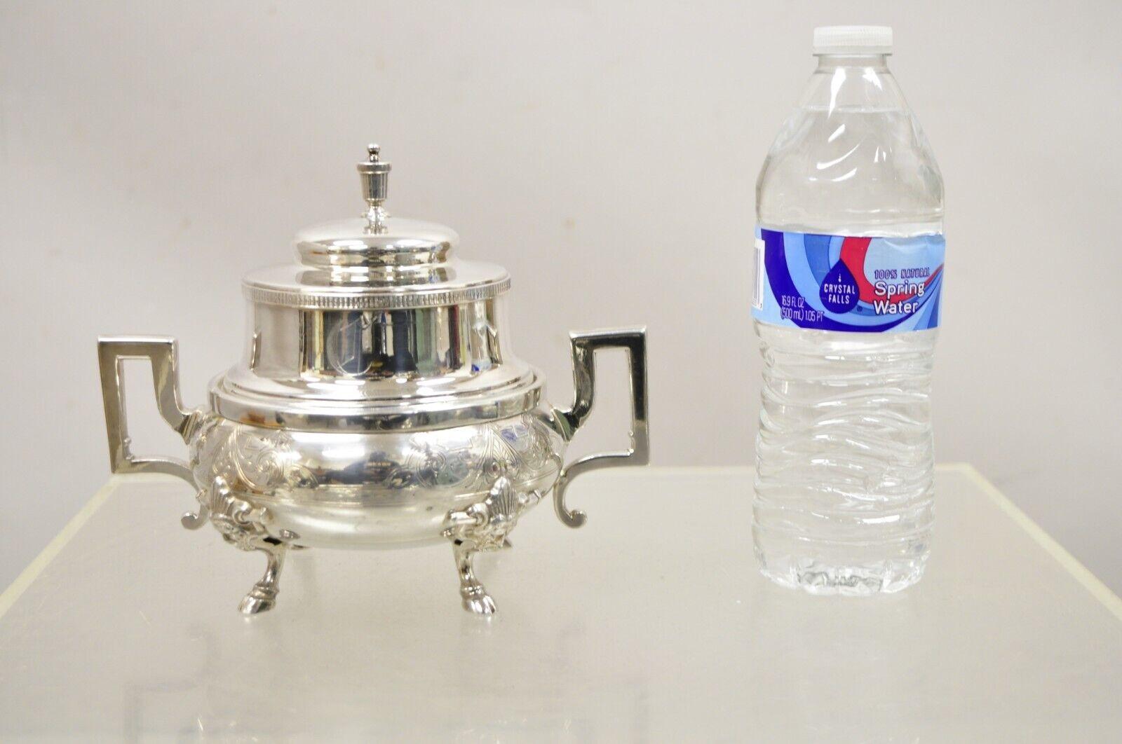 Antique Rogers Smith & Co Victorian Silver Plated Butter Cheese Dish Hoof Feet. Le monogramme 