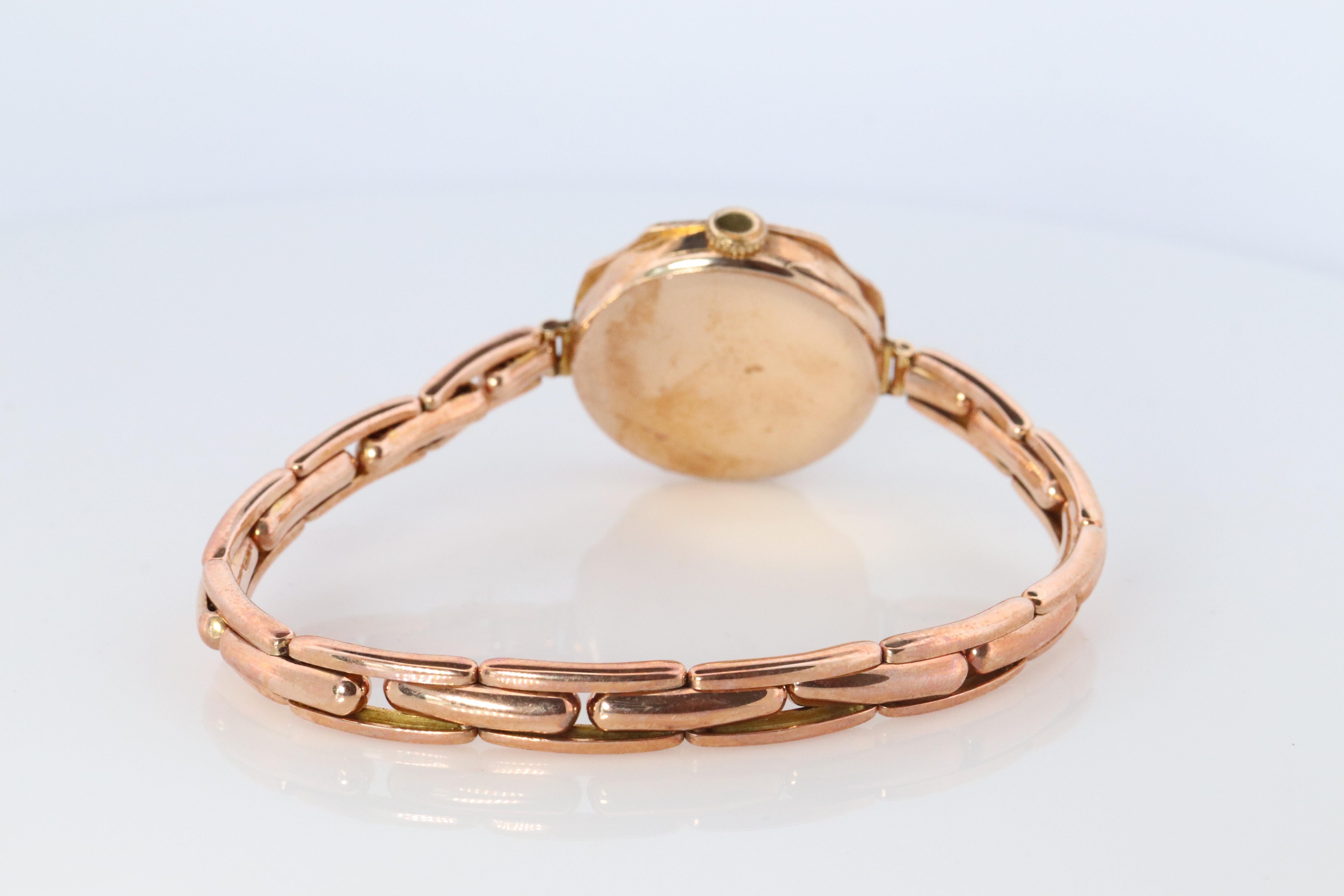 Antico orologio da cocktail Rolex da donna. Oro rosa 9k 0902 a carica manuale. in vendita 2