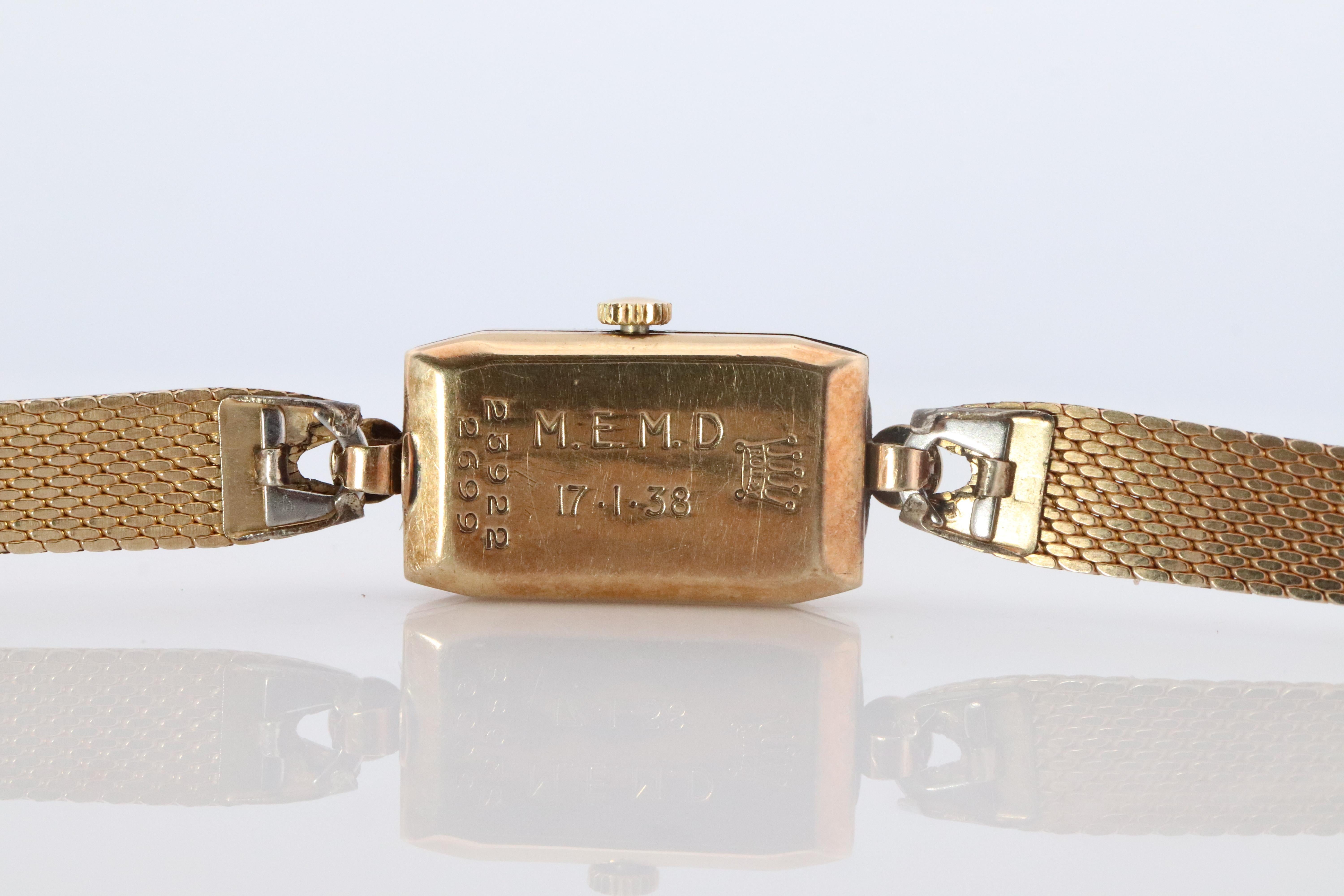 Antique Rolex Womens Cocktail Watch. 9k YG 2699 Manual Windup. Circa 1930s en vente 2