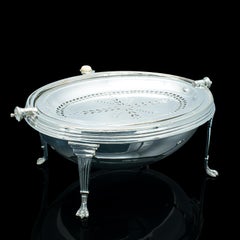 Antique Roll-Over Serving Dish, English, Silver Plate, Dome Top Tureen, Server