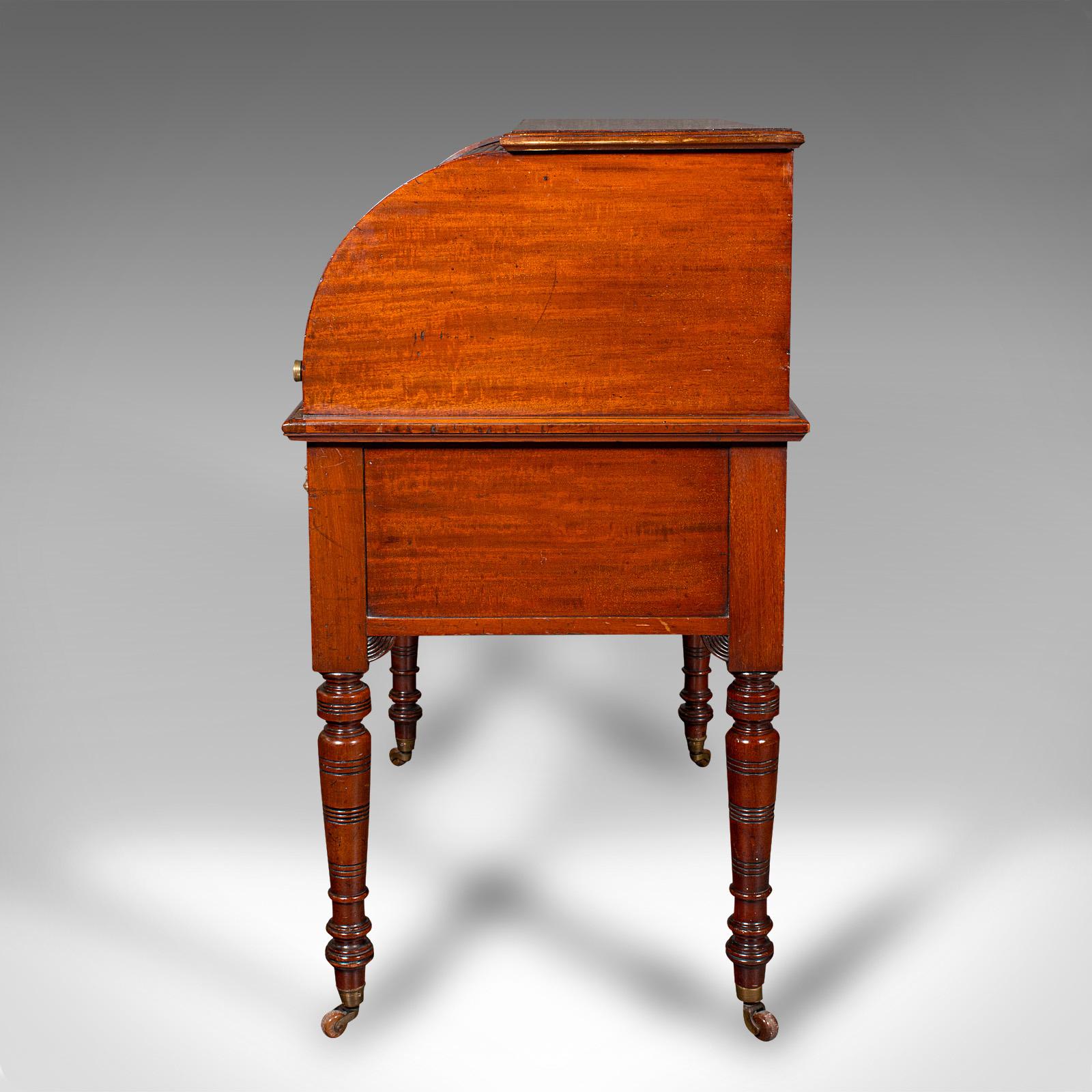 19th Century Antique Roll-Top Desk, English, Bureau, Aesthetic Period, Victorian, Circa 1880 For Sale