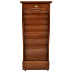 Antique Roll Top Oak Tambour File Cabinet Desk by Lebus Cabinet Co. Circa 1920