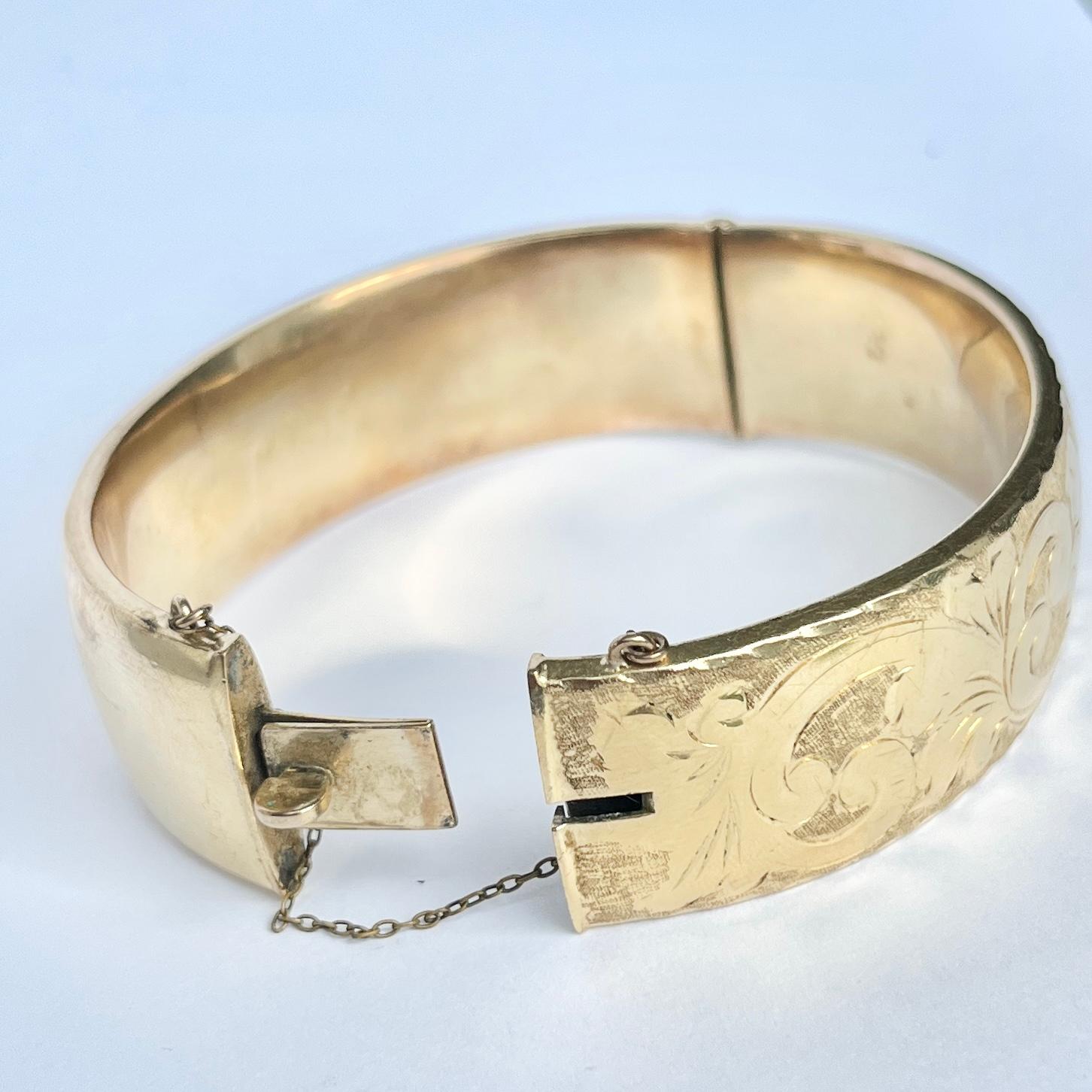 Edwardian Antique Rolled Gold Engraved Bangle