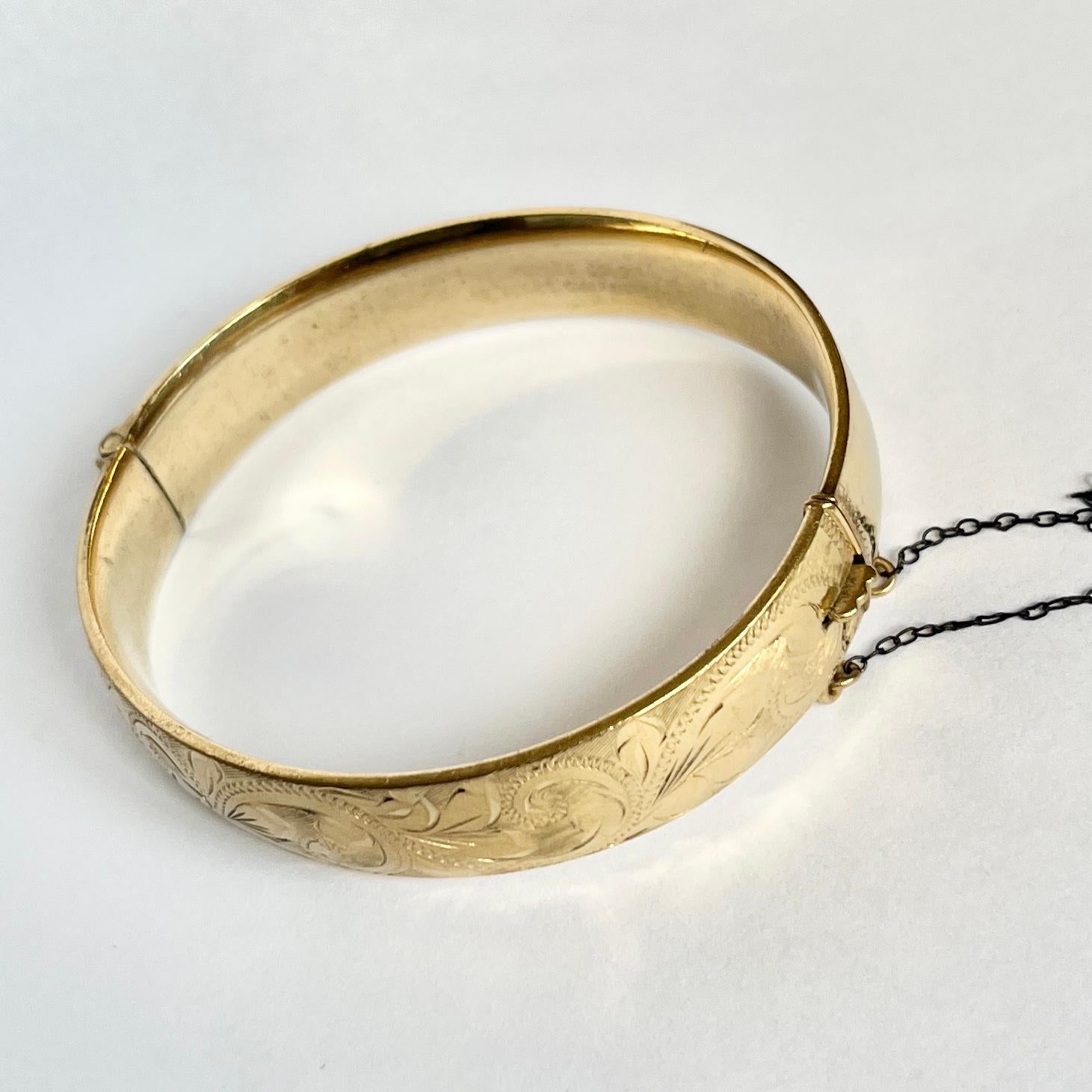 Bracciale antico laminato in oro con incisione In condizioni buone in vendita a Chipping Campden, GB