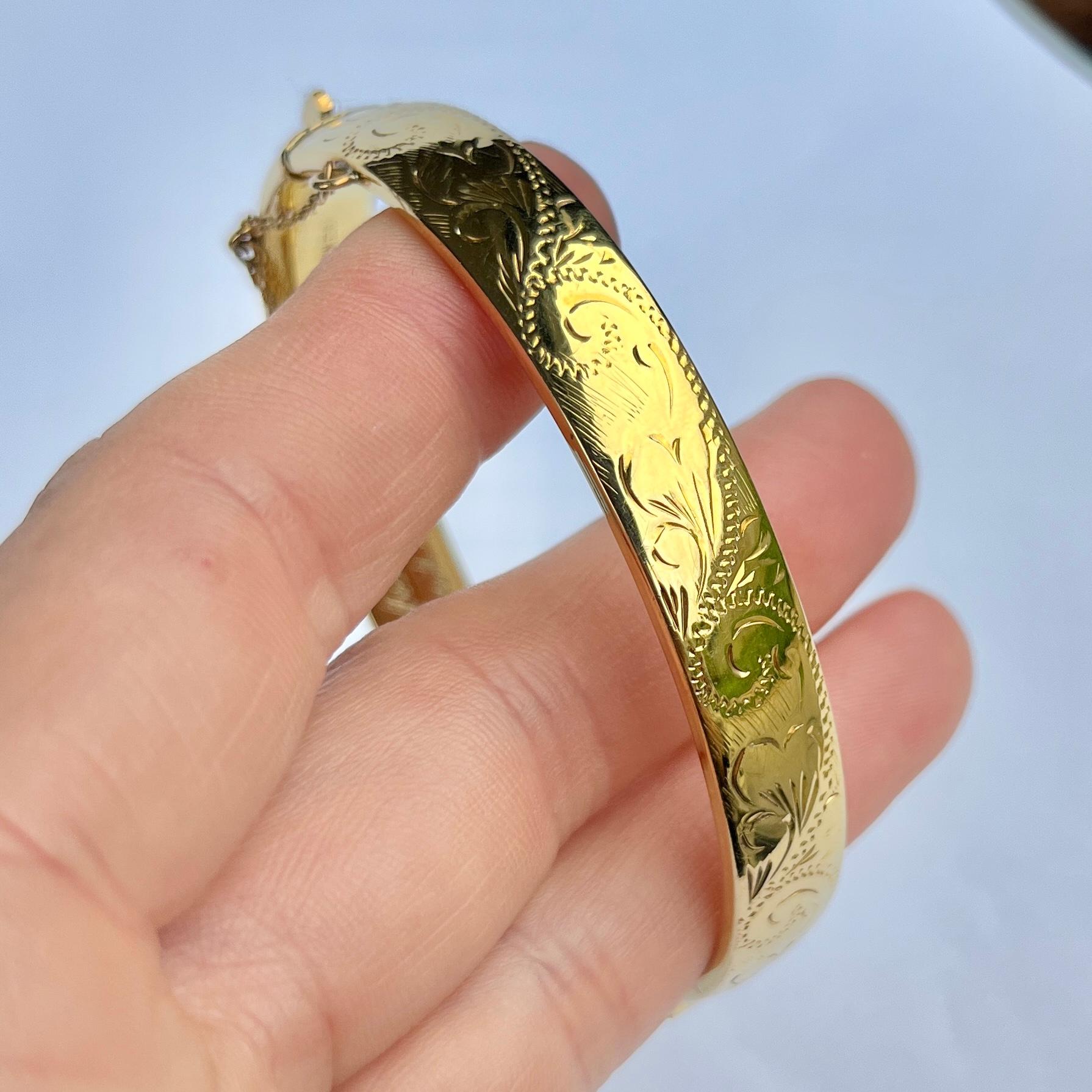 Vintage gerollt Gold graviert Armreif für Damen oder Herren