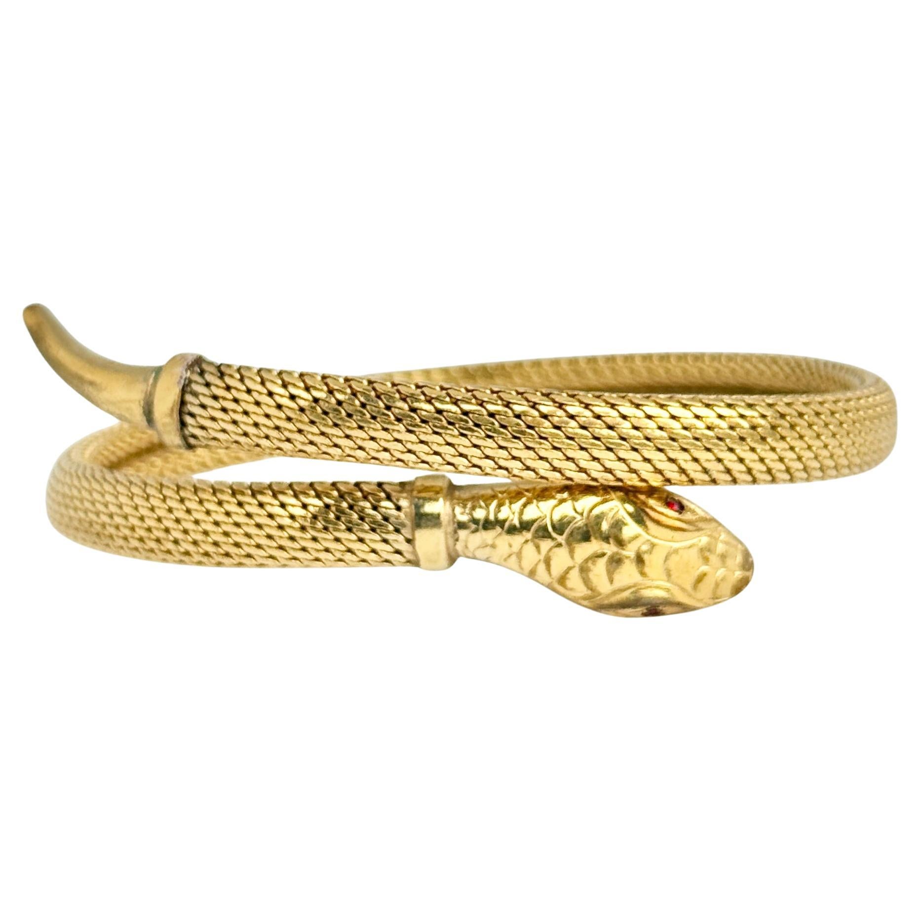 Antique Rolled Gold Gold Snake Bracelet