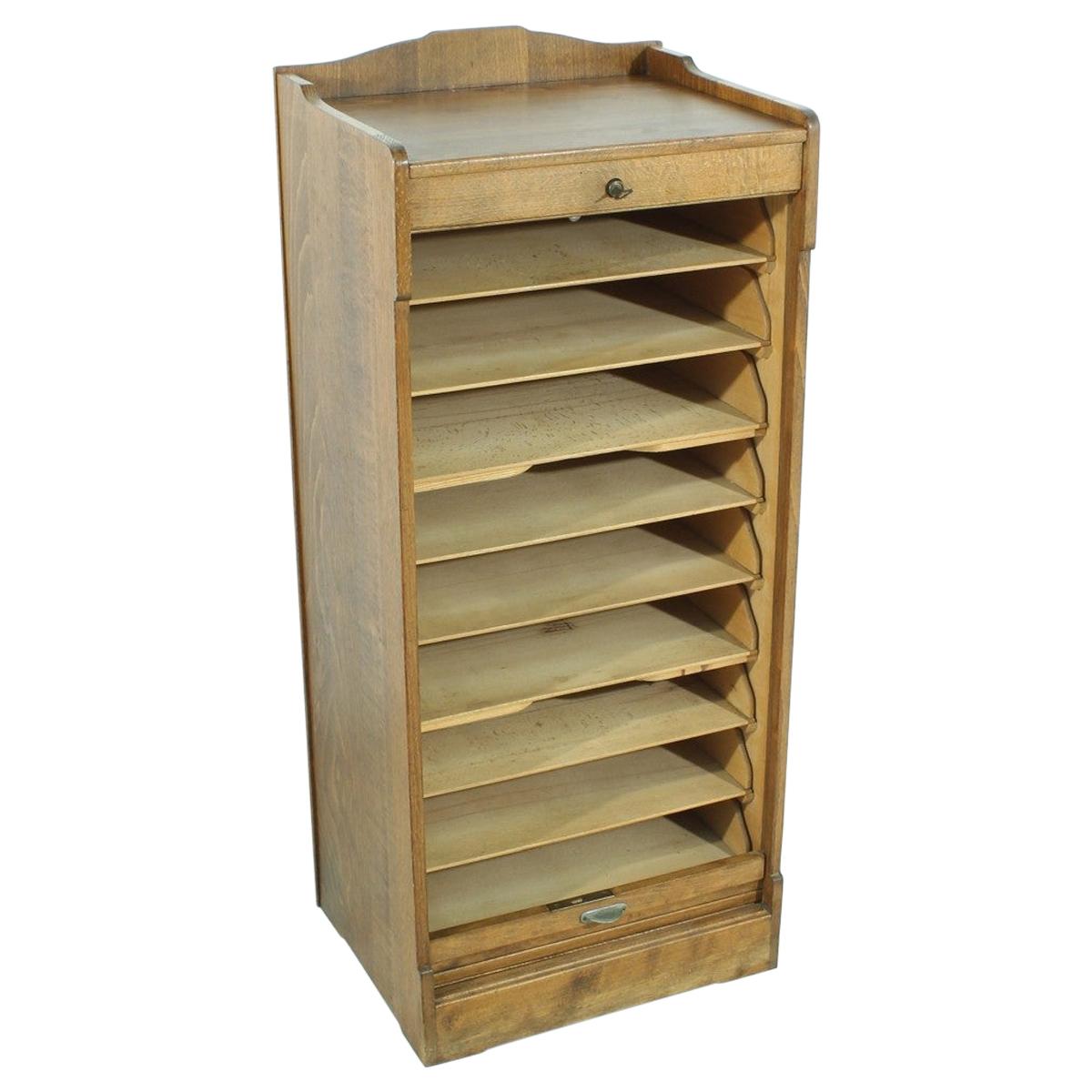 Antique Roller Shutter Cabinet, circa 1920 For Sale