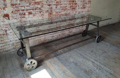 Antique Rolling Factory Table Base