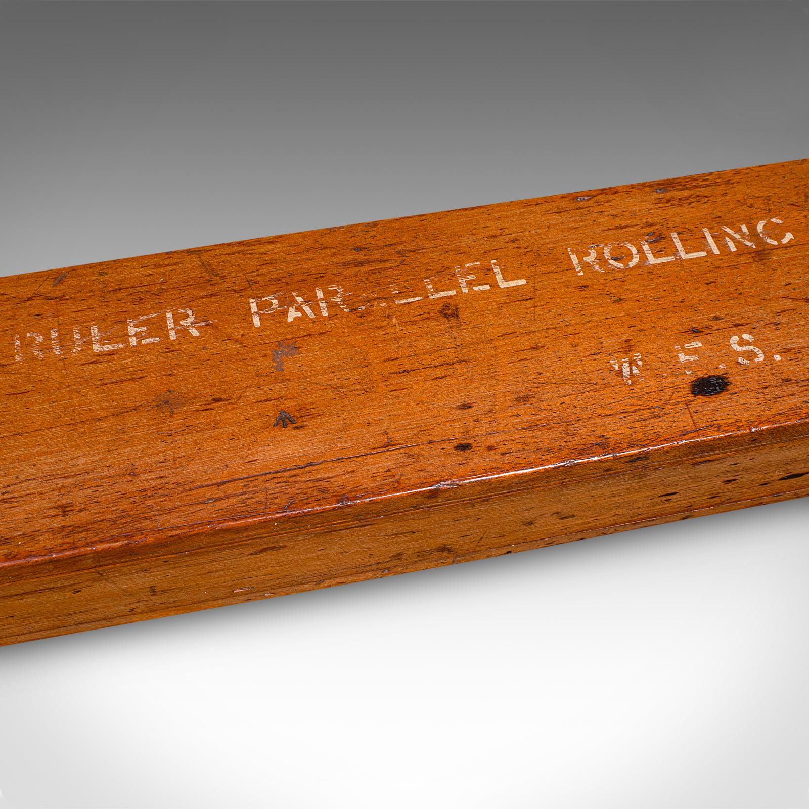 Règle roulante ancienne, instrument de cartographe anglais, architecte, édouardien en vente 3