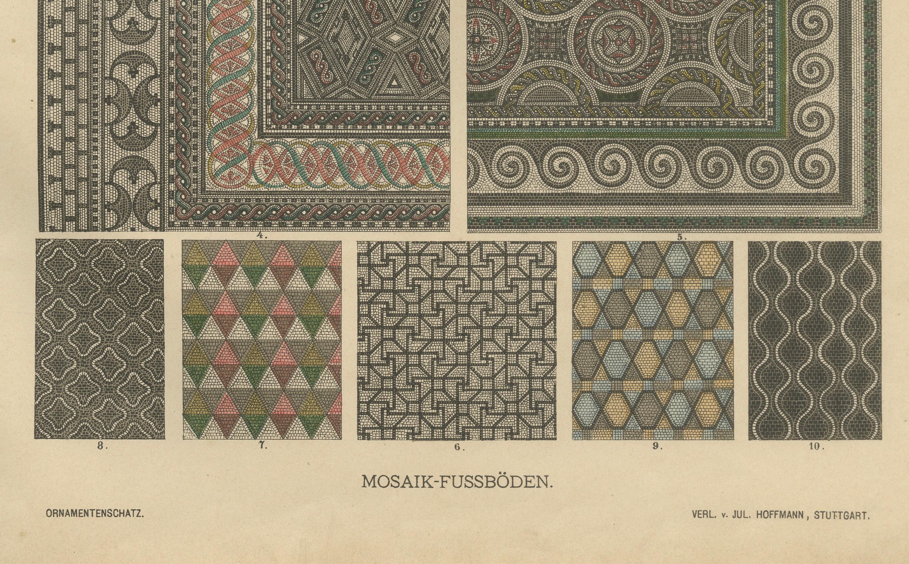 Antike römische Architektur- und Mosaik-Ornamentdrucke, veröffentlicht 1887 (Spätes 19. Jahrhundert) im Angebot