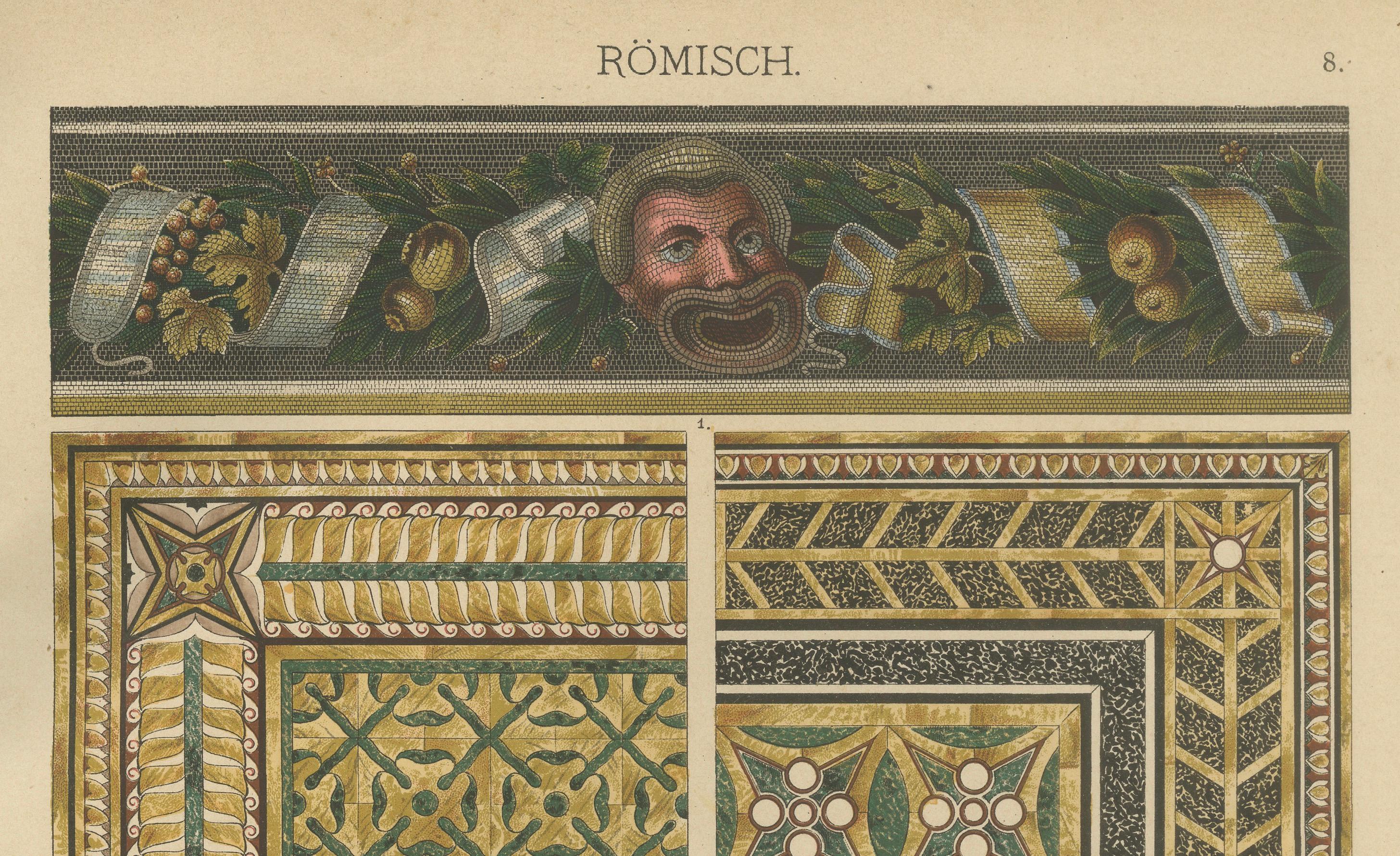 Antike römische Architektur- und Mosaik-Ornamentdrucke, veröffentlicht 1887 im Angebot 1