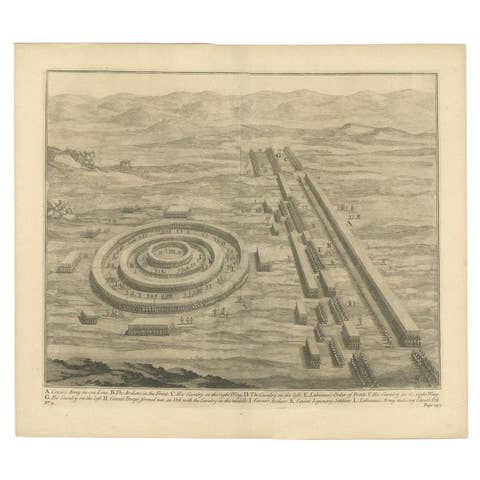 Antique Roman Battle Print of Caesar's Army by Duncan, c.1753