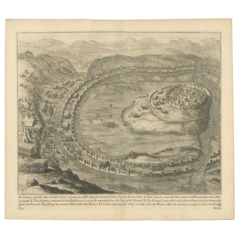 Impression ancienne de bataille romaine du camp de Comius par Duncan, vers 1753