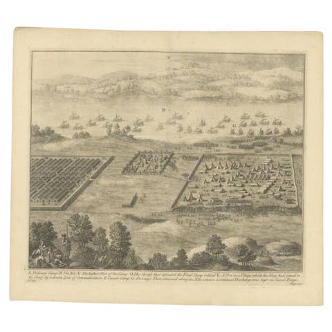 Antique Roman Battle Print of Ptolemy's Camp by Duncan, c.1753
